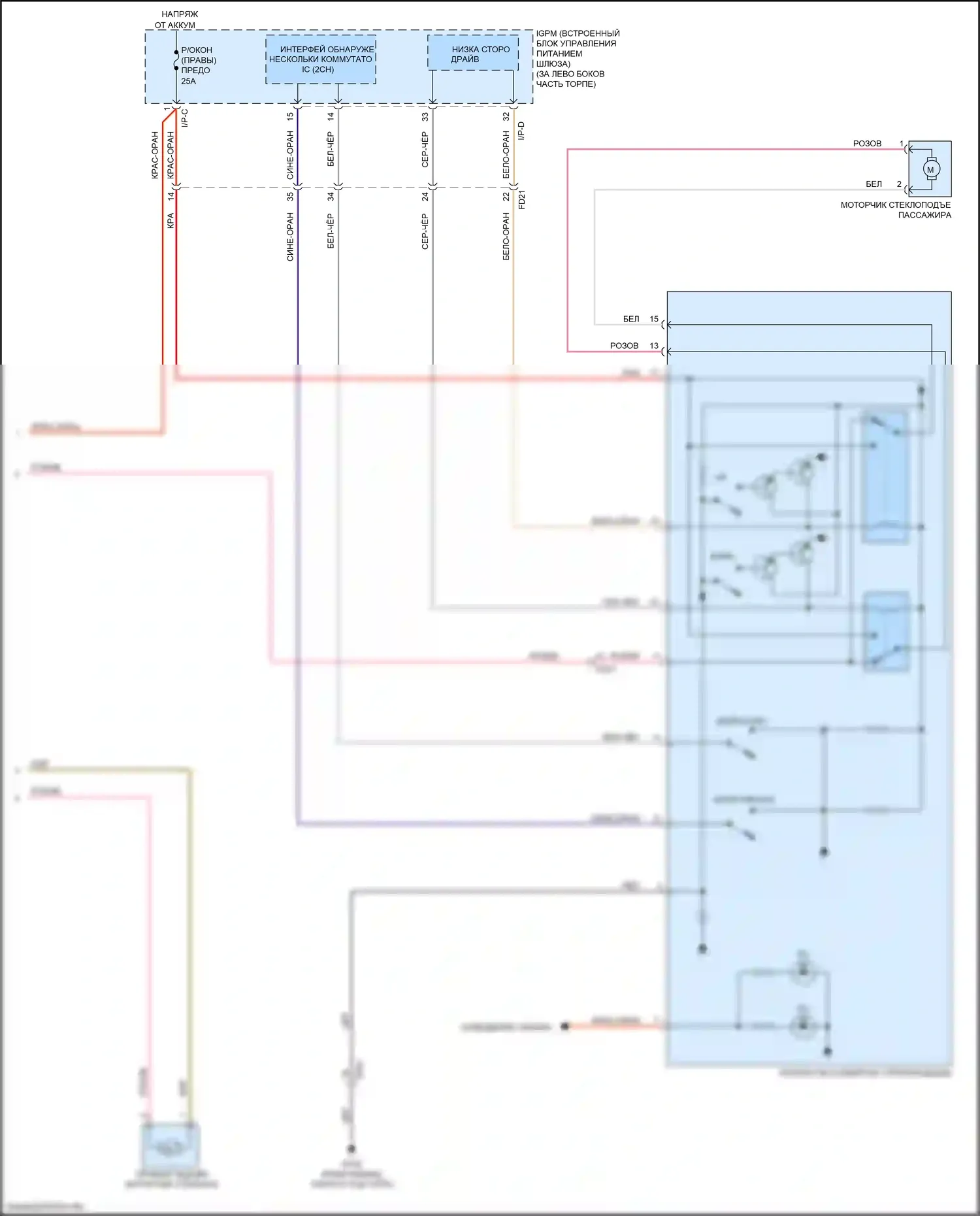 Sorento Prime Kia III рестайлинг (2017-2020): Электросхема стеклоподъемников, стекло безопасности водителя без имов (3 из 3) 