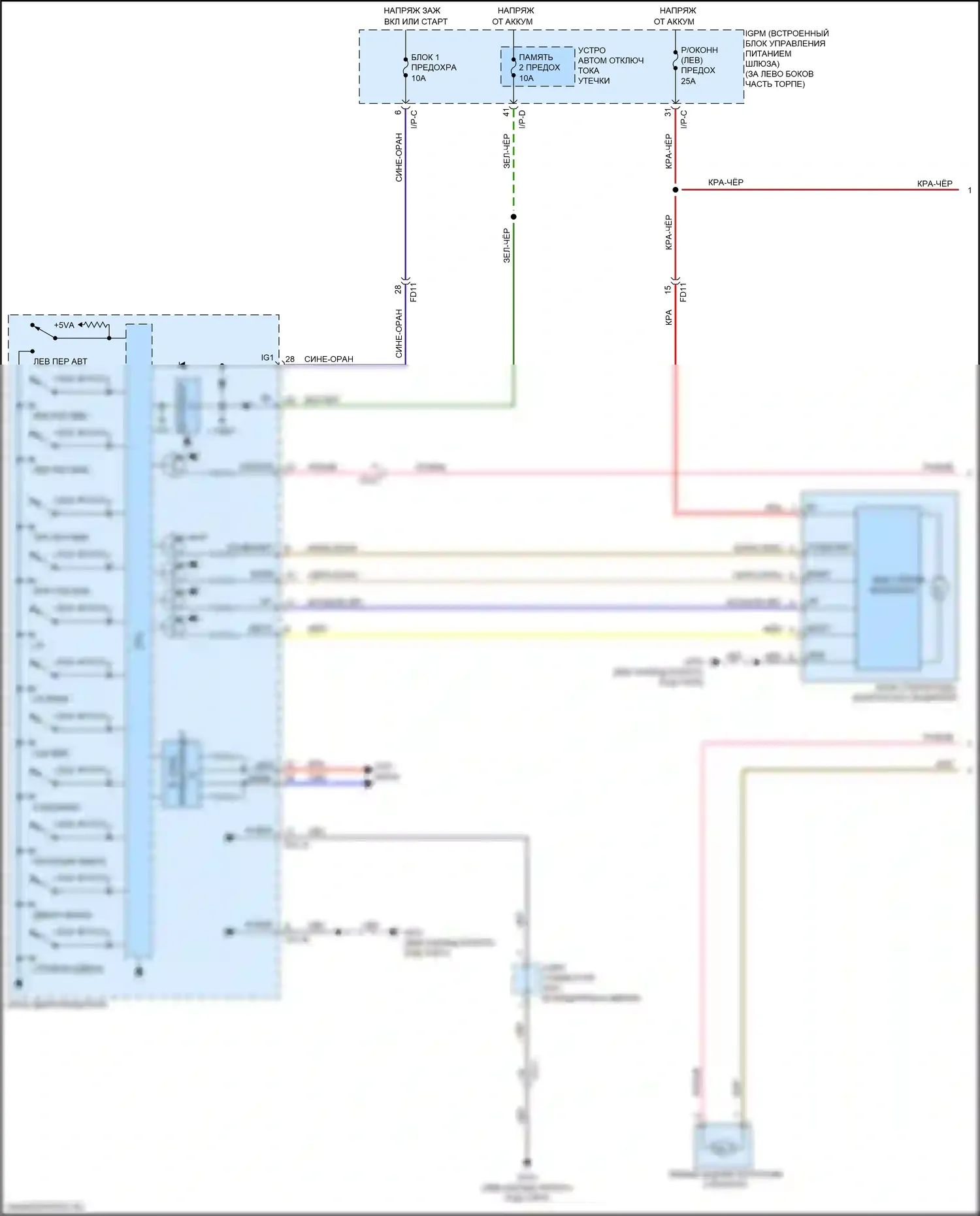 Sorento Prime Kia III рестайлинг (2017-2020): Электросхема стеклоподъемников, стекло безопасности водителя с ims (1 из 3) 