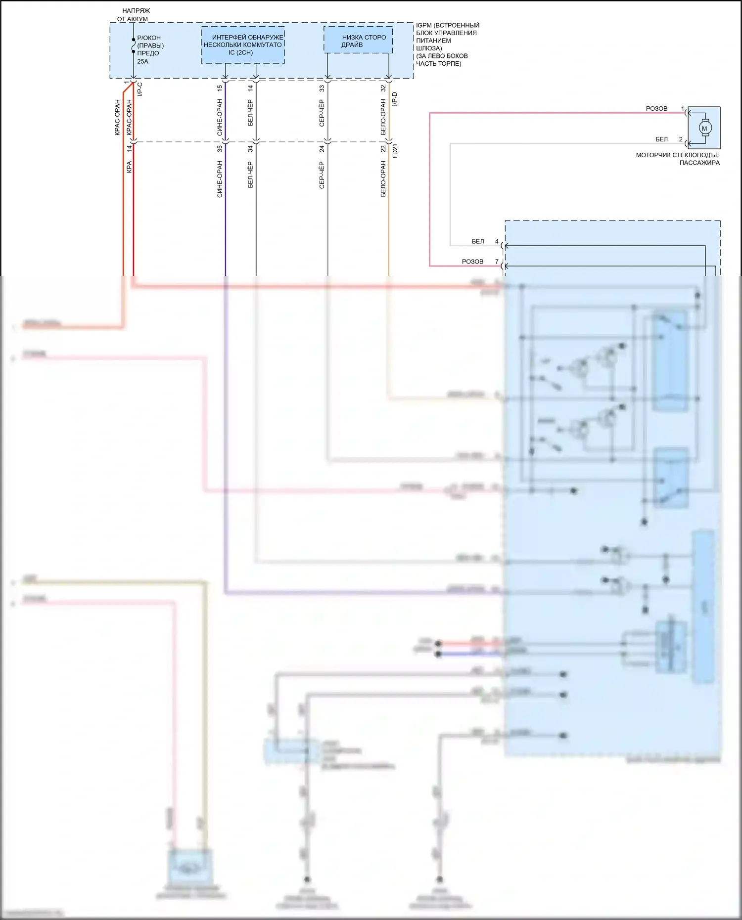 Sorento Prime Kia III рестайлинг (2017-2020): Электросхема стеклоподъемников, стекло безопасности водителя с ims (3 из 3) 