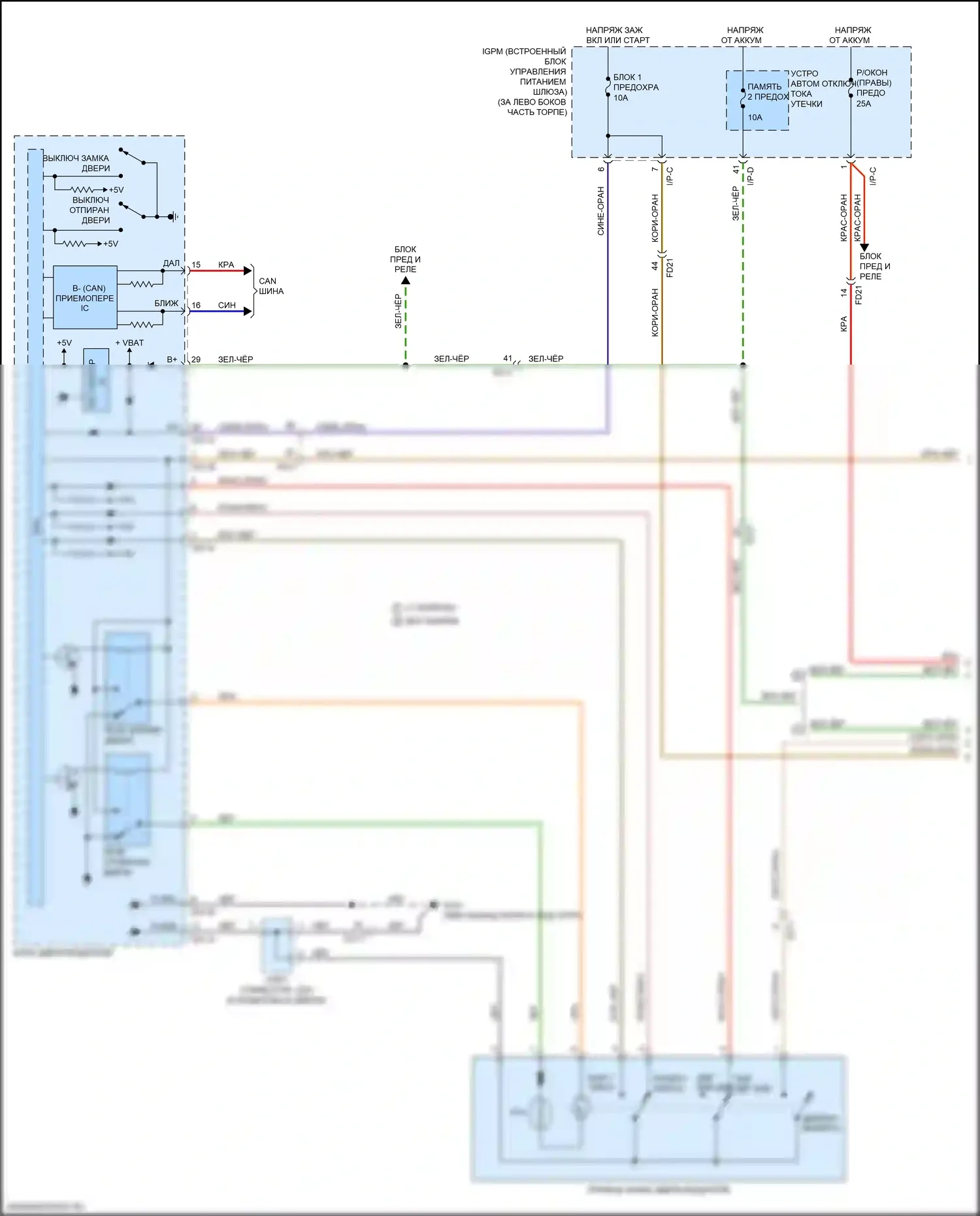 Sorento Prime Kia III рестайлинг (2017-2020): Электросхема центрального замка (1 из 3) 