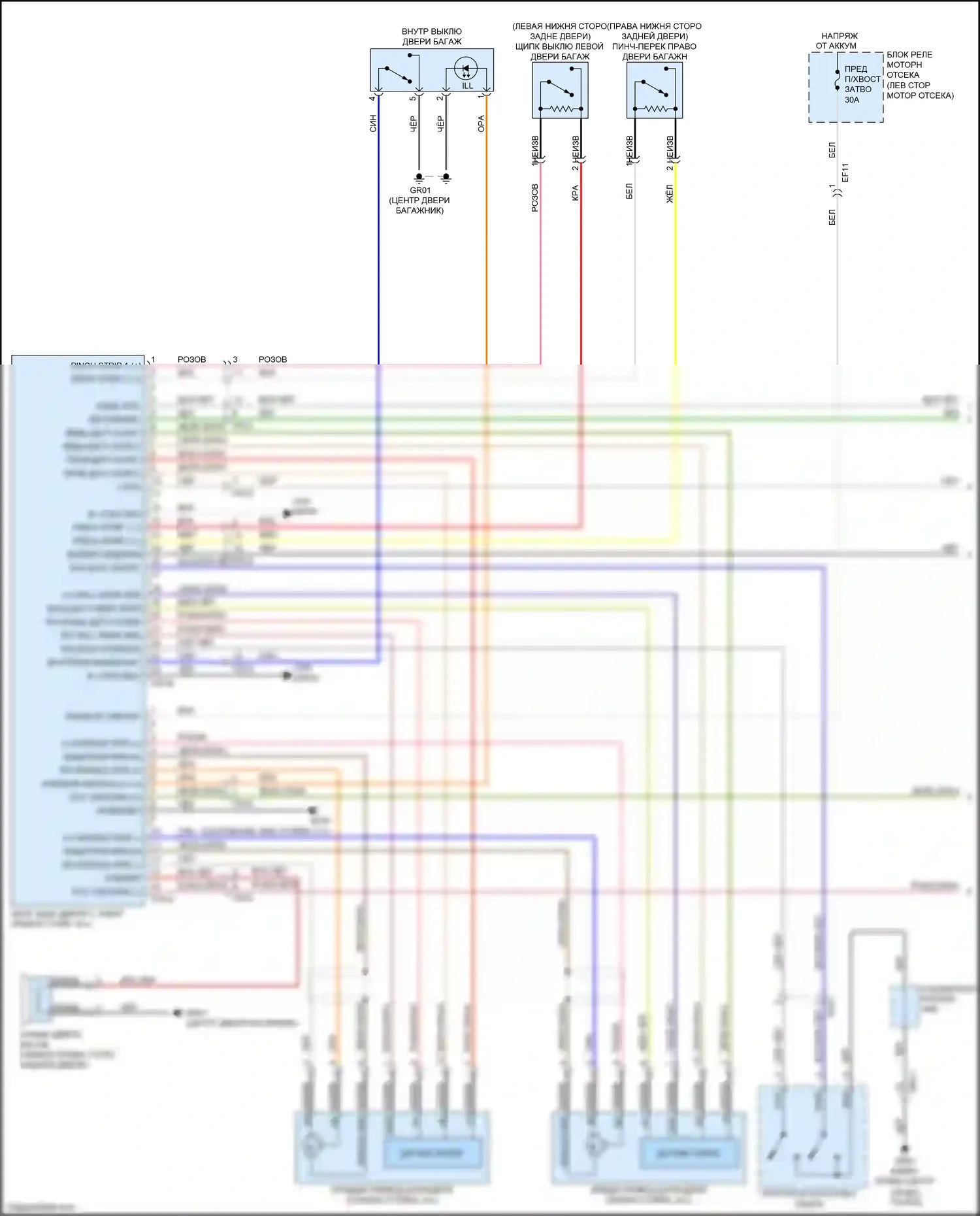 Sorento Prime Kia III (2014-2017): Электросхема силовой двери багажника (1 из 2) 