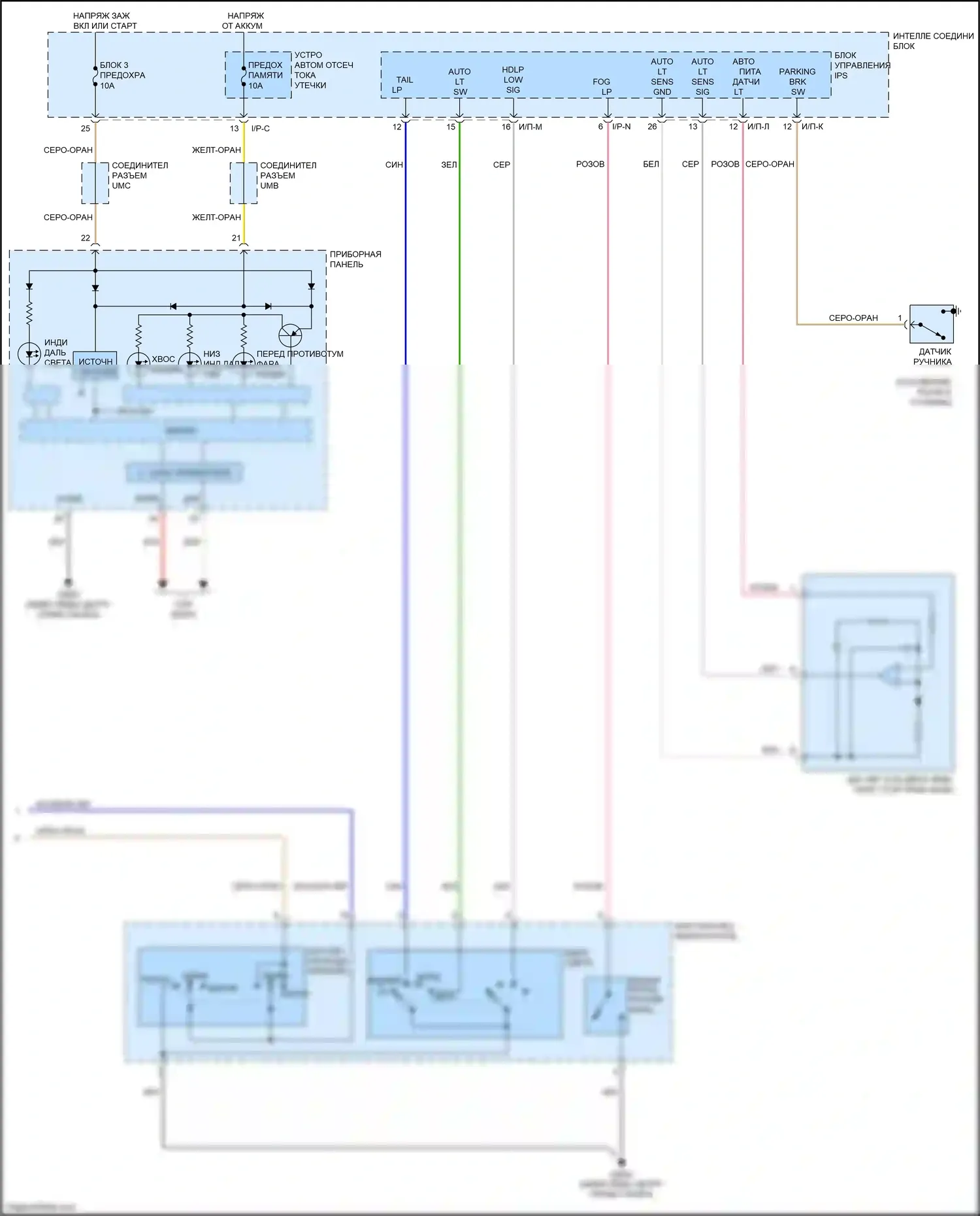 Sorento Prime Kia III (2014-2017): Электросхема автоламп (2 из 2) 