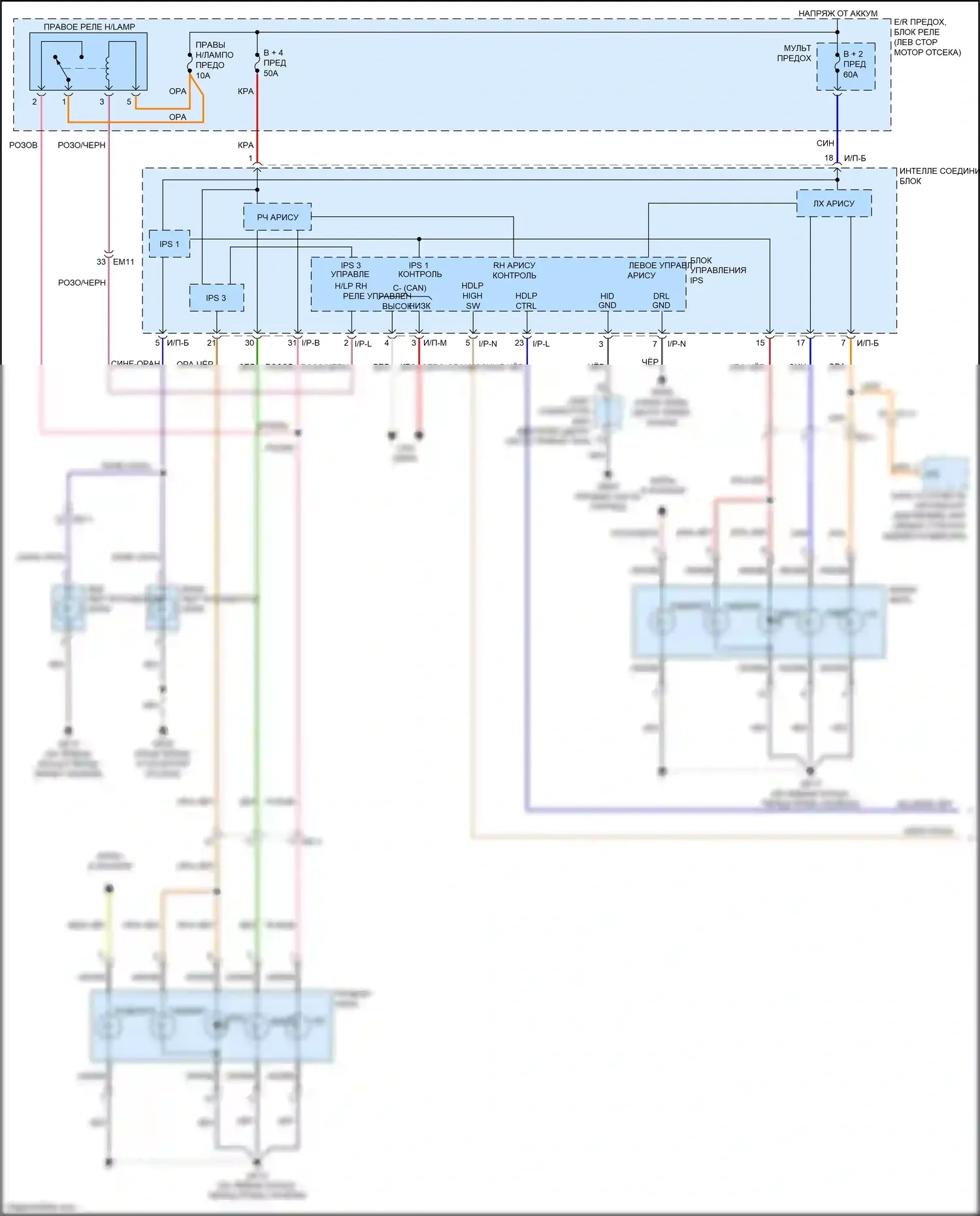 Sorento Prime Kia III (2014-2017): Электросхема фар (1 из 2) 