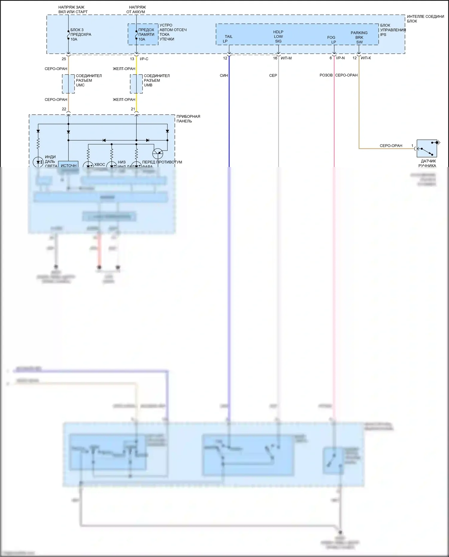 Sorento Prime Kia III (2014-2017): Электросхема фар (2 из 2) 