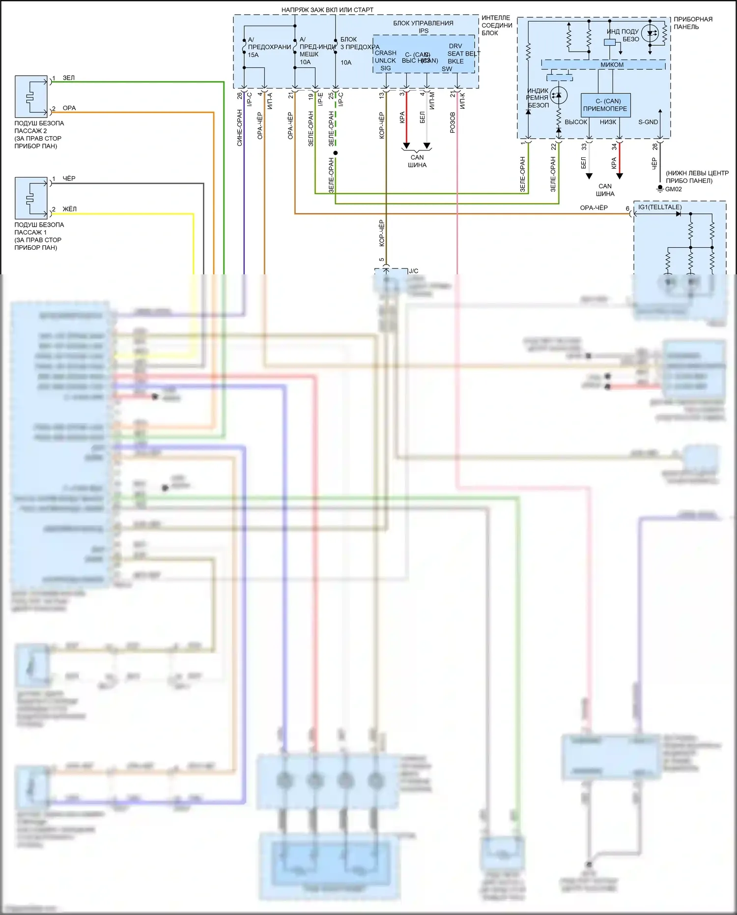 Sorento Prime Kia III (2014-2017): Электросхема подушек безопасности (1 из 2) 
