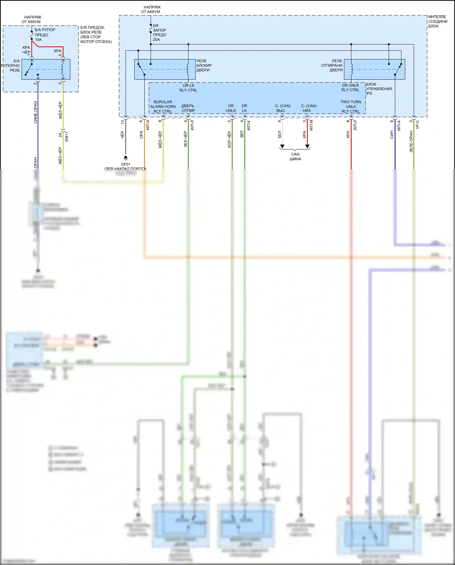 Sorento Prime Kia III (2014-2017): Электросхема защиты от взлома (1 из 2) 