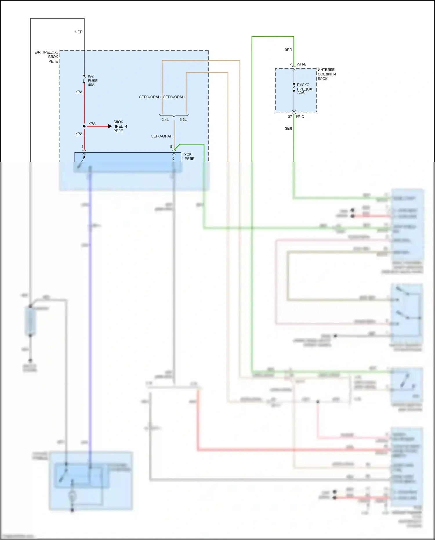 Sorento Prime Kia III (2014-2017): 3,3л, электросхема стартера, с интеллектуальным ключом 