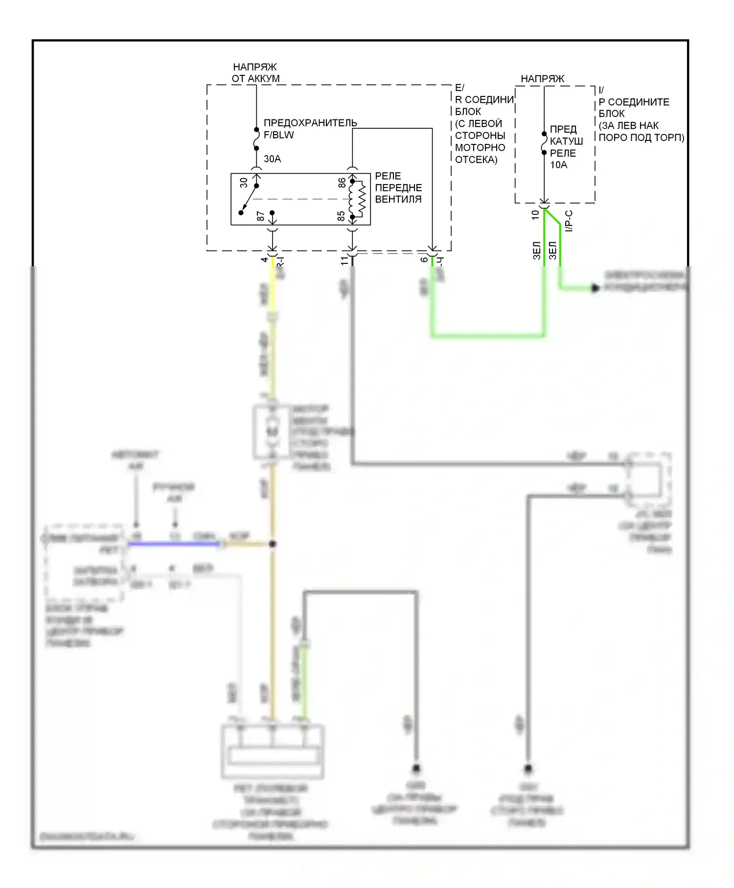 Sorento Kia I рестайлинг (2006-2011): Электросхема нагревателя 