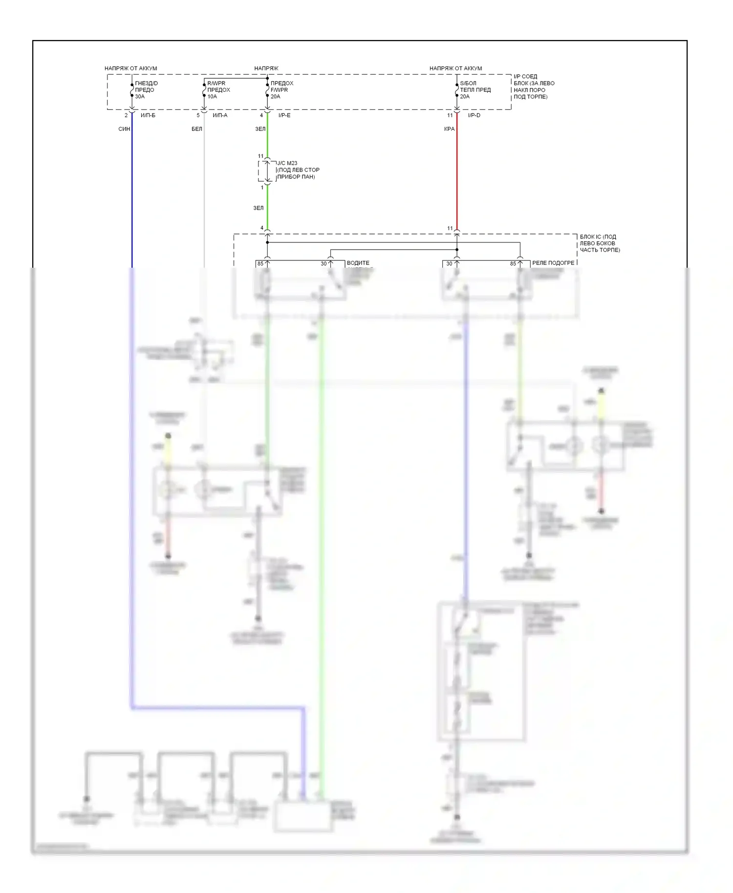 Sorento Kia I рестайлинг (2006-2011): Электросхема сидений 
