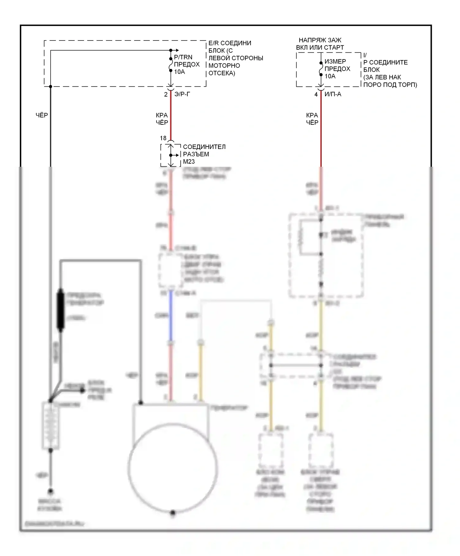 Sorento Kia I рестайлинг (2006-2011): Электросхема генератора 
