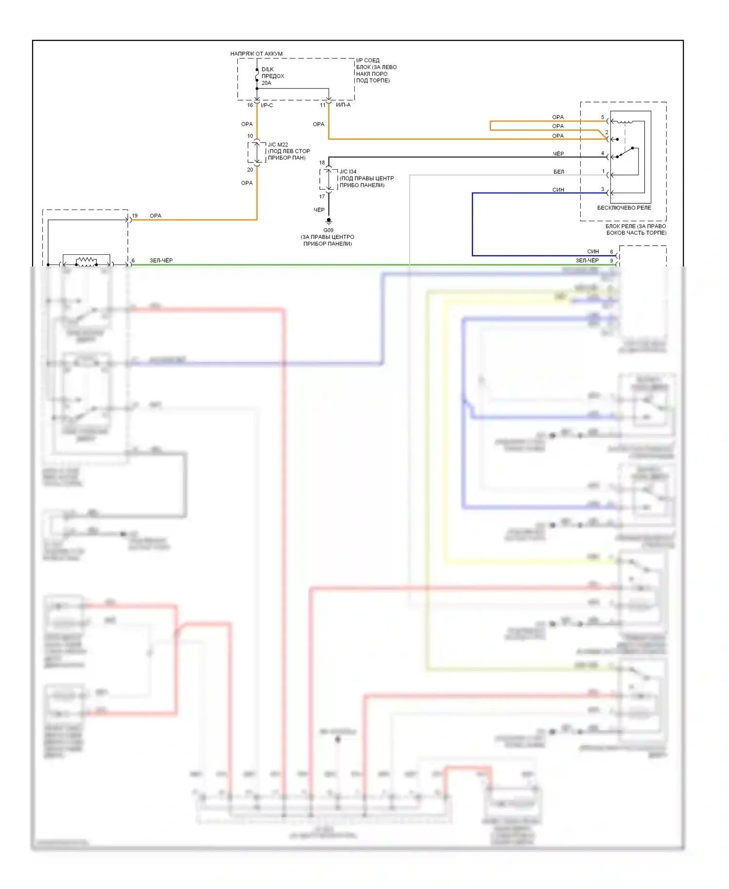 Sorento Kia I рестайлинг (2006-2011): Электросхема центрального замка 