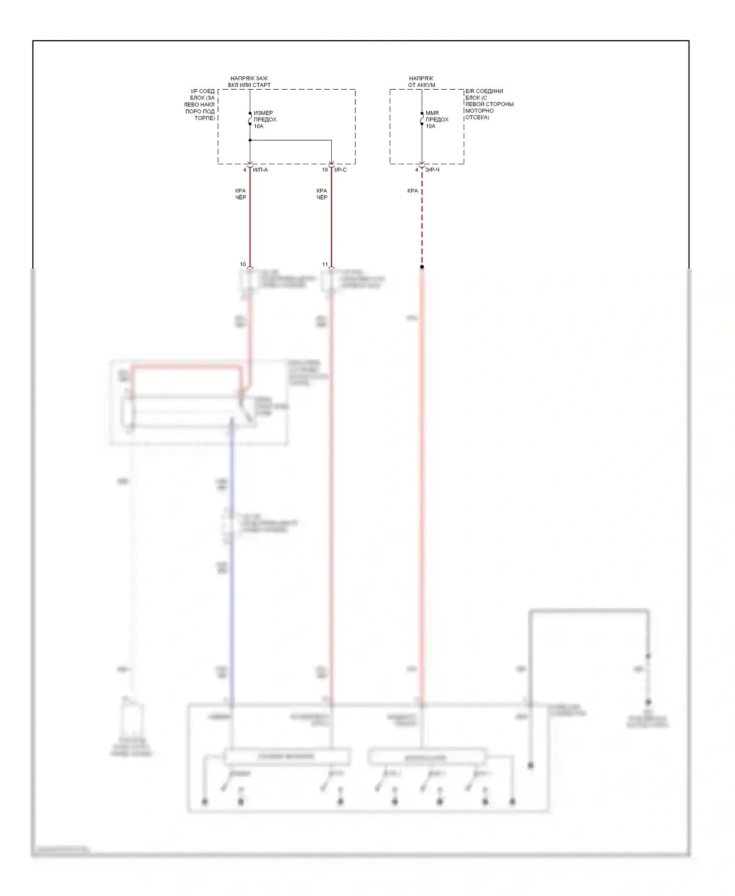 Sorento Kia I рестайлинг (2006-2011): Электросхема электрохромного зеркала 