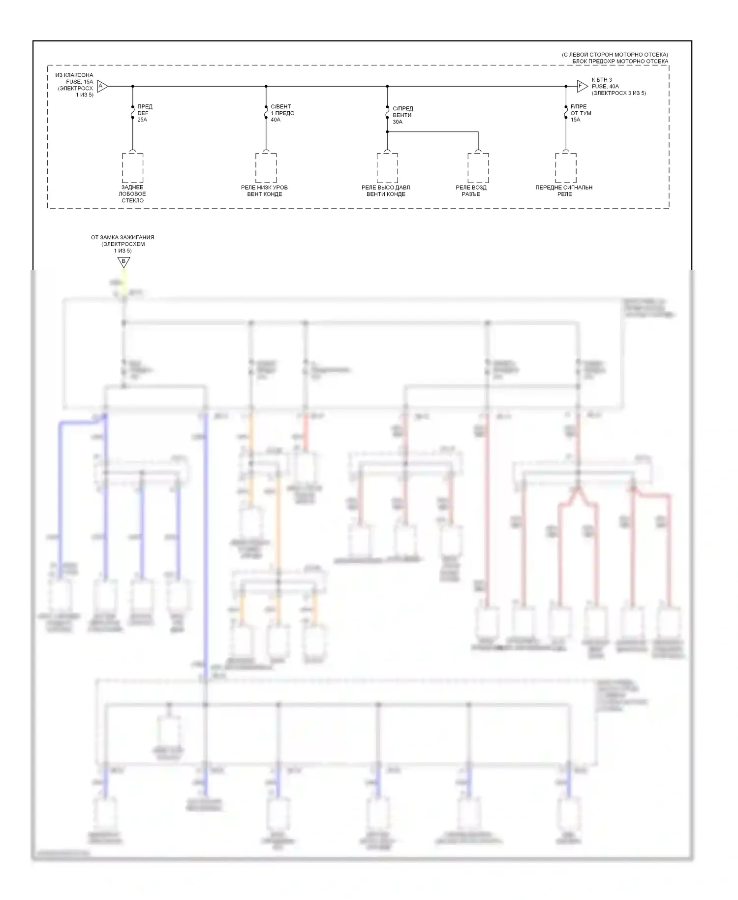 Sorento Kia I (2002-2006): Электросхема блока предохранителей реле (2 из 5) 