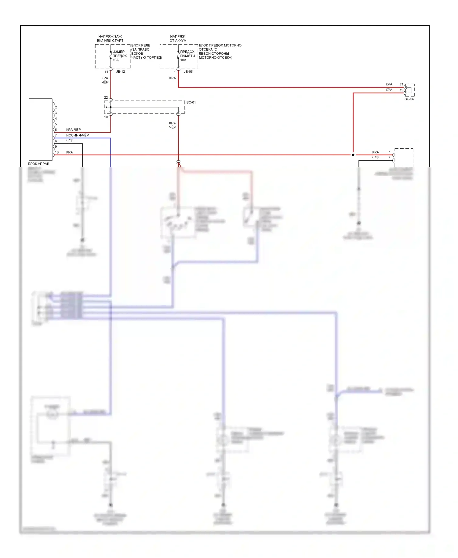 Sorento Kia I (2002-2006): Электросхема фонарей заднего хода 