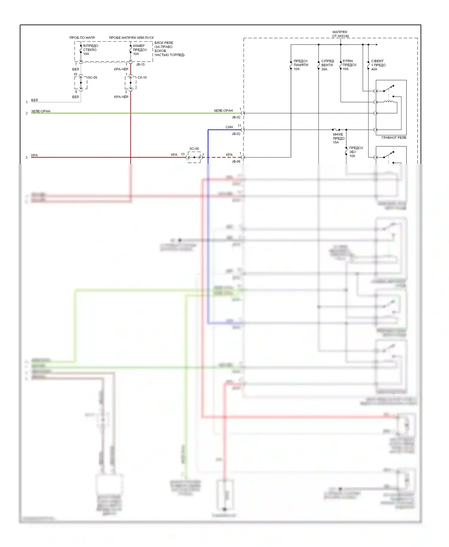 Sorento Kia I (2002-2006): Электросхема ручного кондиционера (2 из 2) 