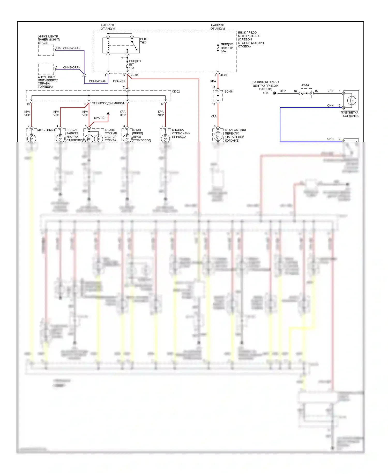 Sorento Kia I (2002-2006): Электросхема подсветки приборной панели 