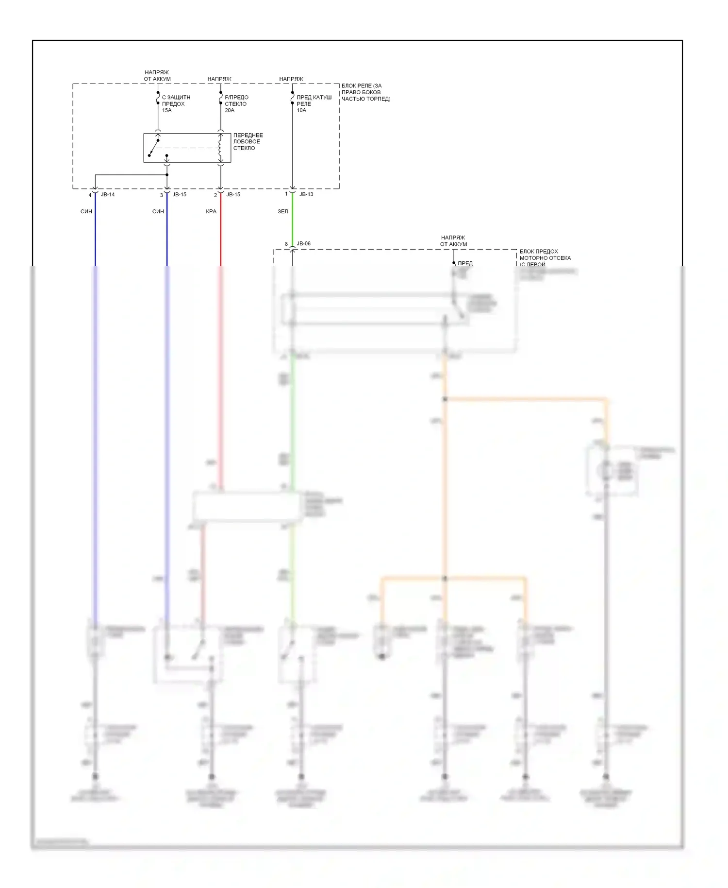 Sorento Kia I (2002-2006): Электросхема подогрева стекол 
