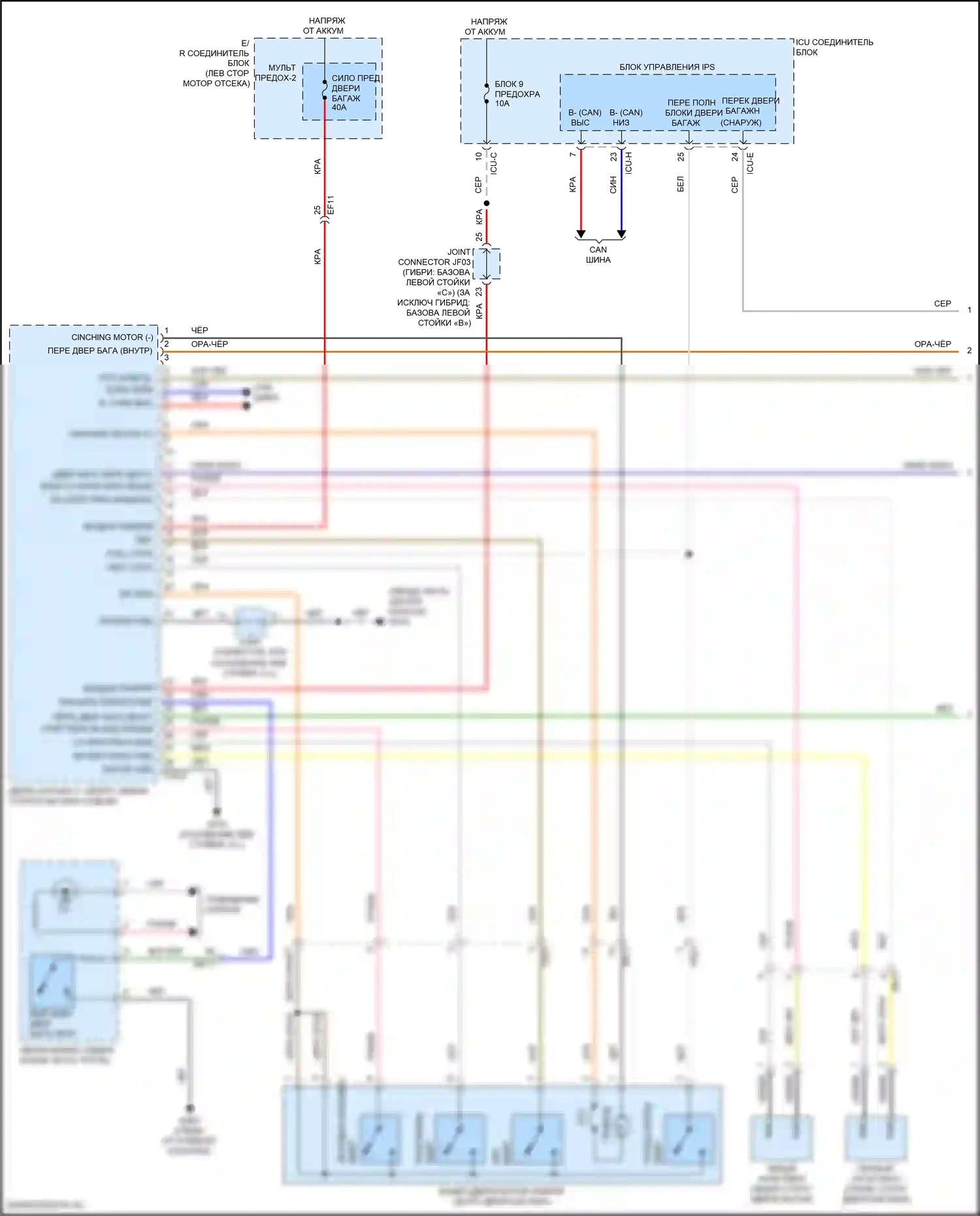 Sorento Kia IV рестайлинг (2023-2024): 1,6-литровый турбогибрид, силовая электросхема двери багажника (1 из 2) 
