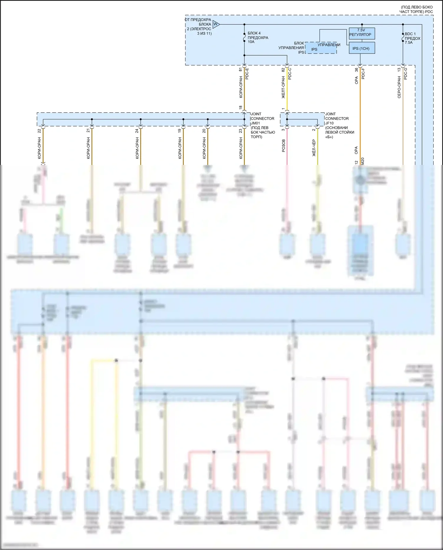 Sorento Kia IV рестайлинг (2023-2024): Электросхема блока предохранителей реле, кроме гибридного (10 из 11) 