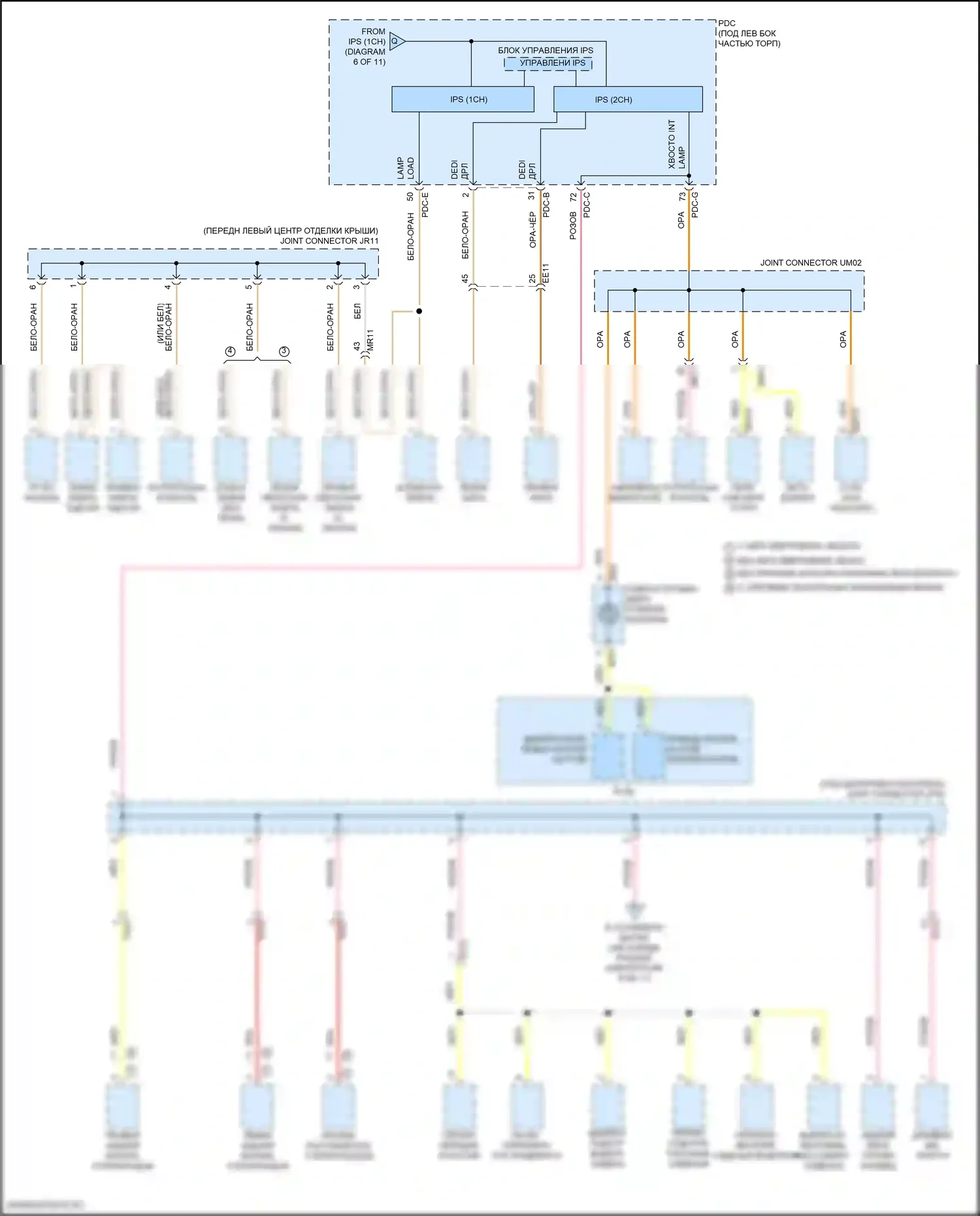 Sorento Kia IV рестайлинг (2023-2024): Электросхема блока предохранителей реле, кроме гибридного (7 из 11) 