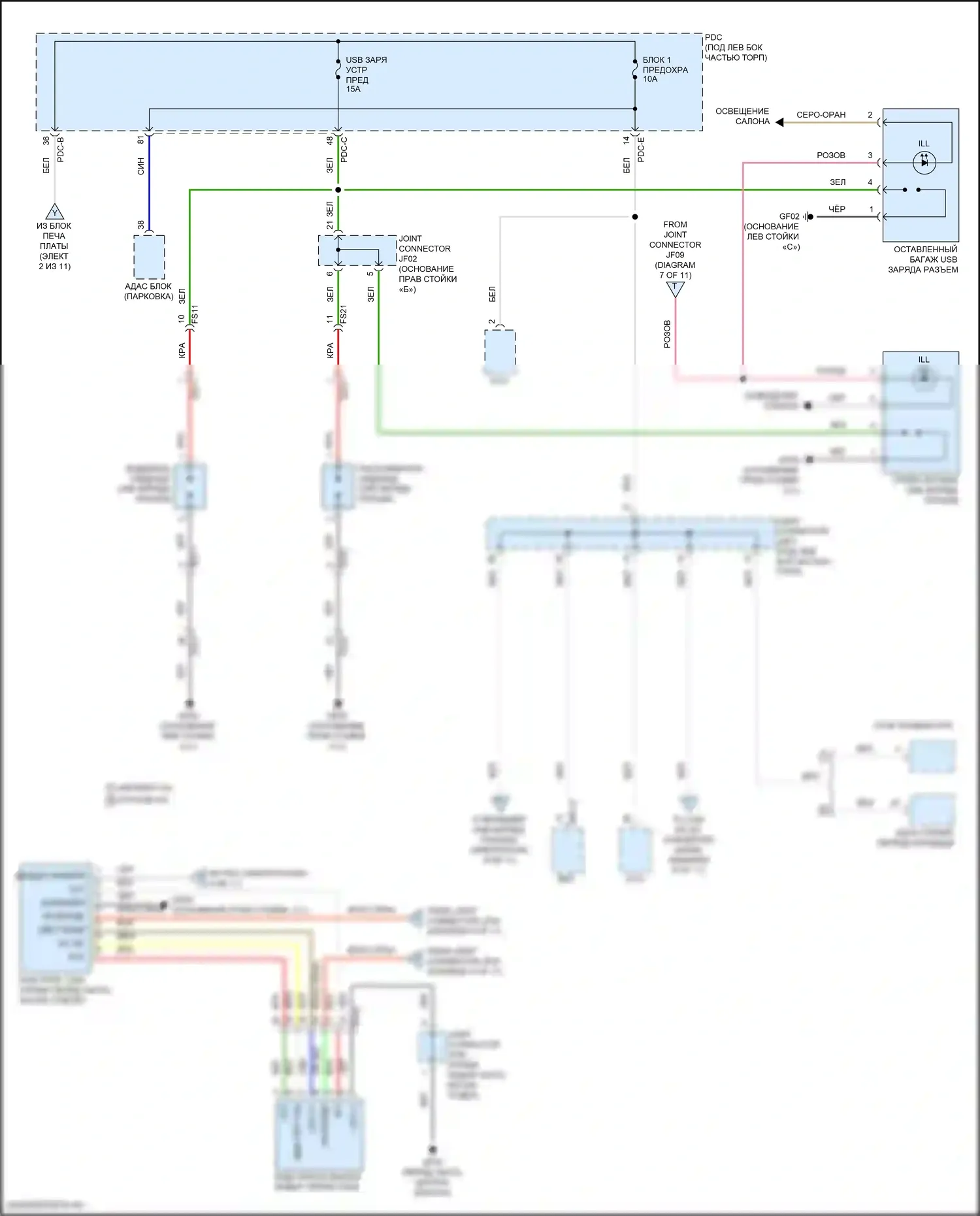 Sorento Kia IV рестайлинг (2023-2024): Электросхема блока предохранителей реле, кроме гибридного (8 из 11) 