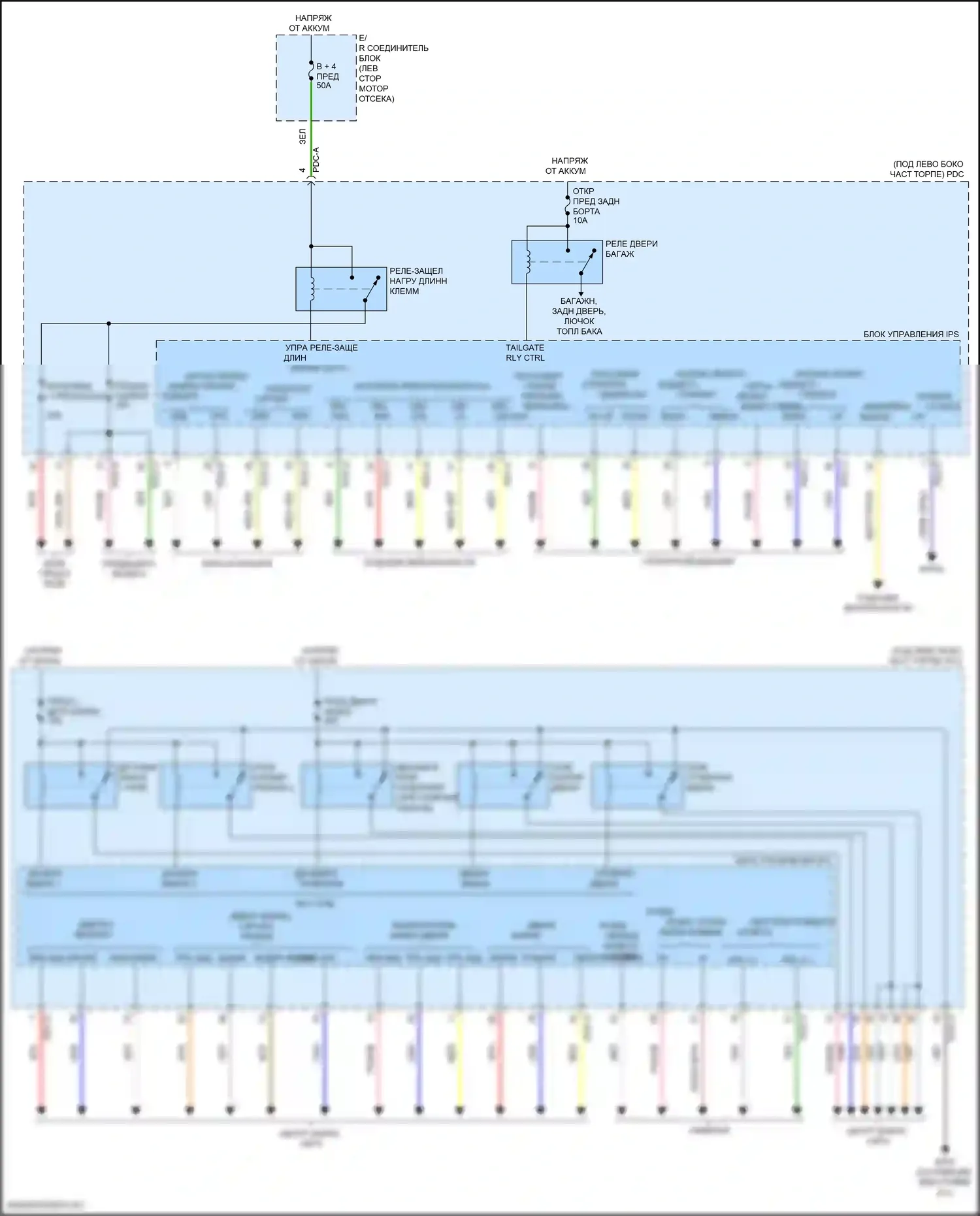 Sorento Kia IV рестайлинг (2023-2024): Электросхема интегрированного блока управления, за исключением гибридного (1 из 2) 