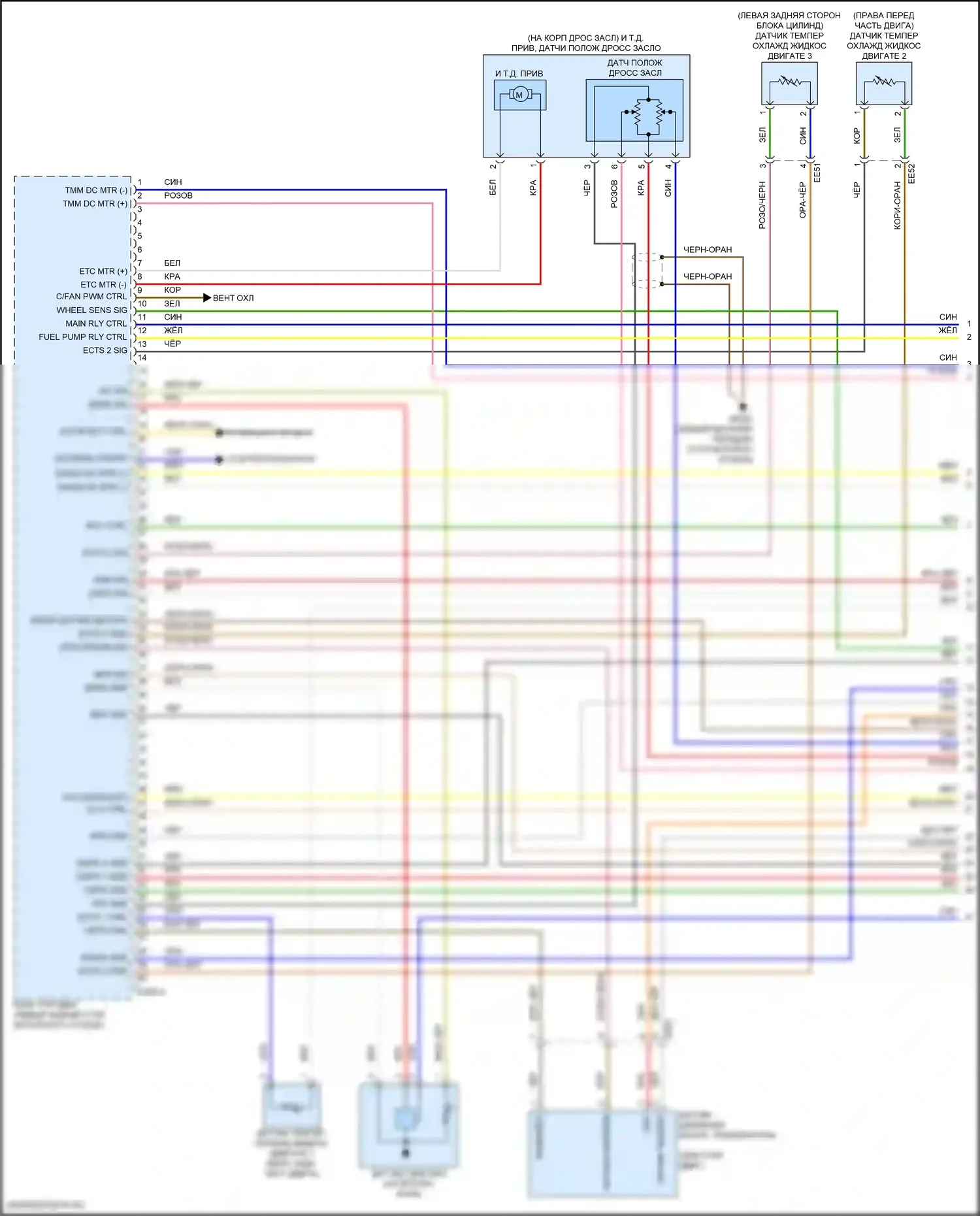 Sorento Kia IV рестайлинг (2023-2024): Электросхема двигатель 2.5л турбо, электросхема органов управления двигателем (1 из 8) 