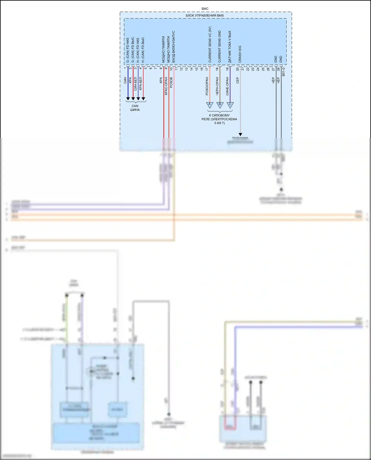 Sorento Kia IV рестайлинг (2023-2024): Электросхема двигателя 1.6л турбо гибрид, электросхема управления гибридом (4 из 7) 