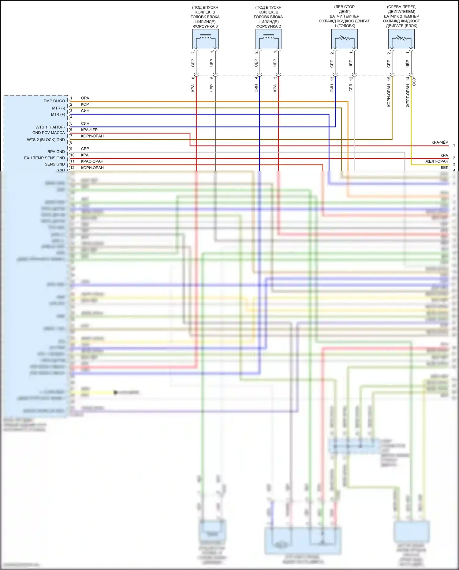 Sorento Kia IV рестайлинг (2023-2024): Электросхема двигателя 1,6л турбогибрида, электросхема органов управления двигателем (1 из 8) 