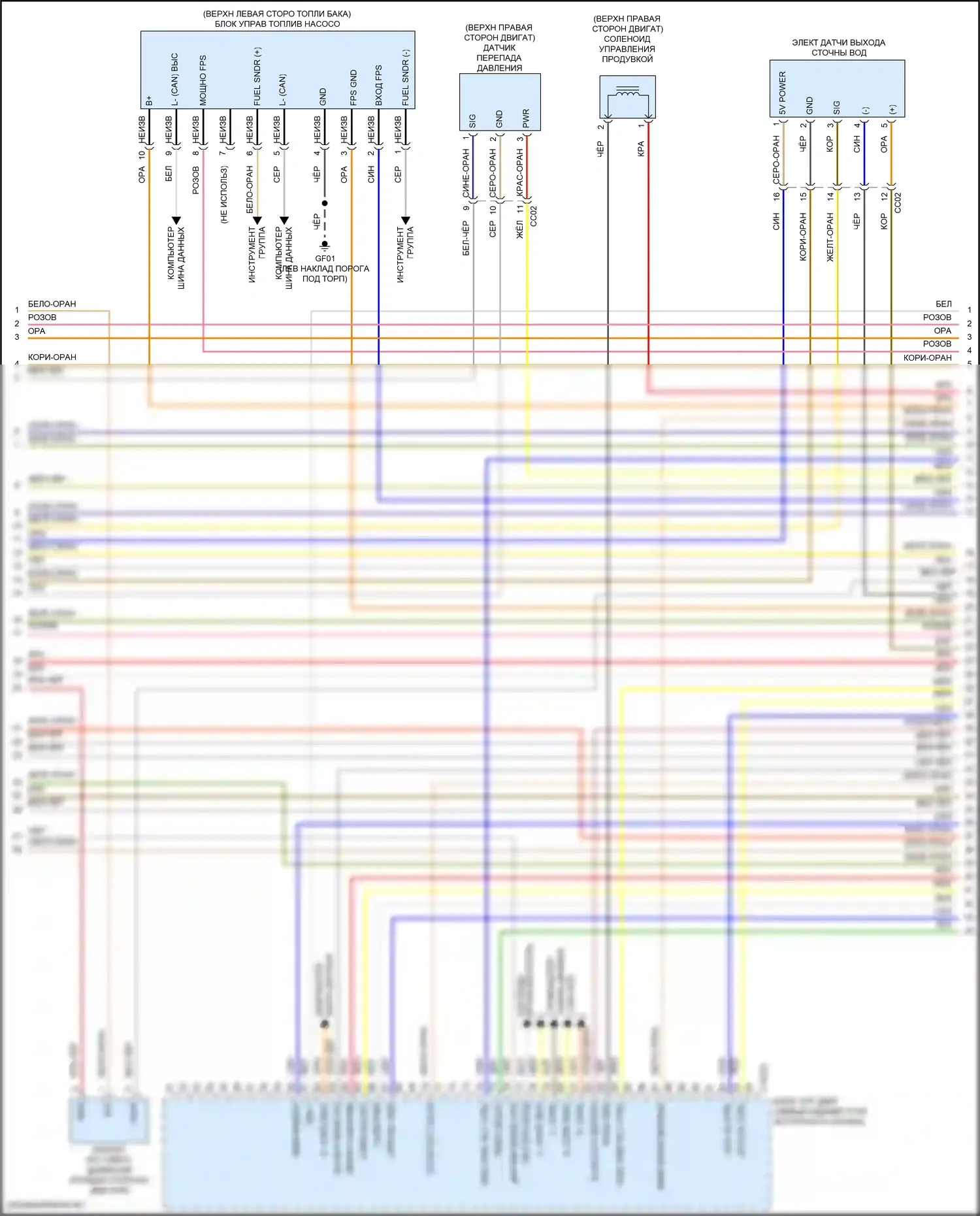 Sorento Kia IV рестайлинг (2023-2024): Электросхема двигателя 1,6л турбогибрида, электросхема органов управления двигателем (4 из 8) 