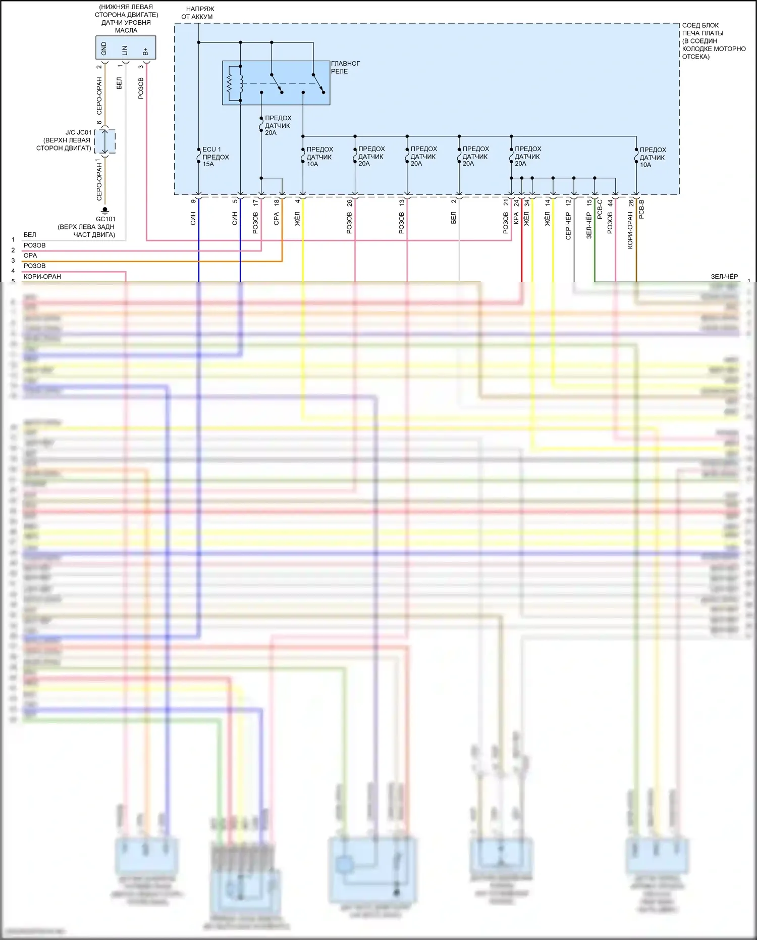 Sorento Kia IV рестайлинг (2023-2024): Электросхема двигателя 1,6л турбогибрида, электросхема органов управления двигателем (5 из 8) 