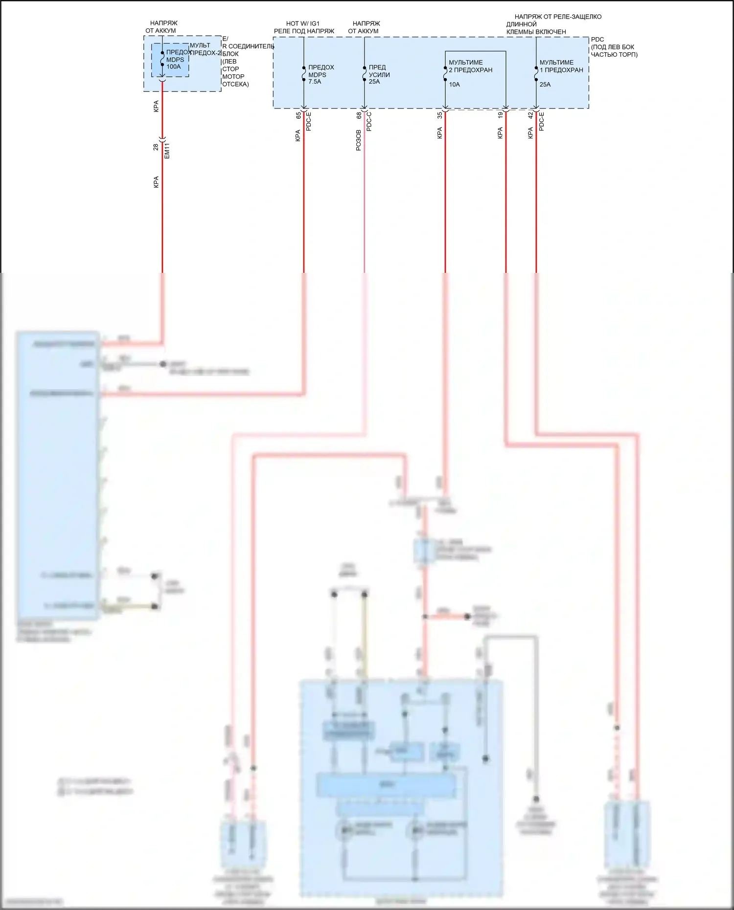 Sorento Kia IV рестайлинг (2023-2024): Электросхема электроусилителя руля, кроме гибридного 