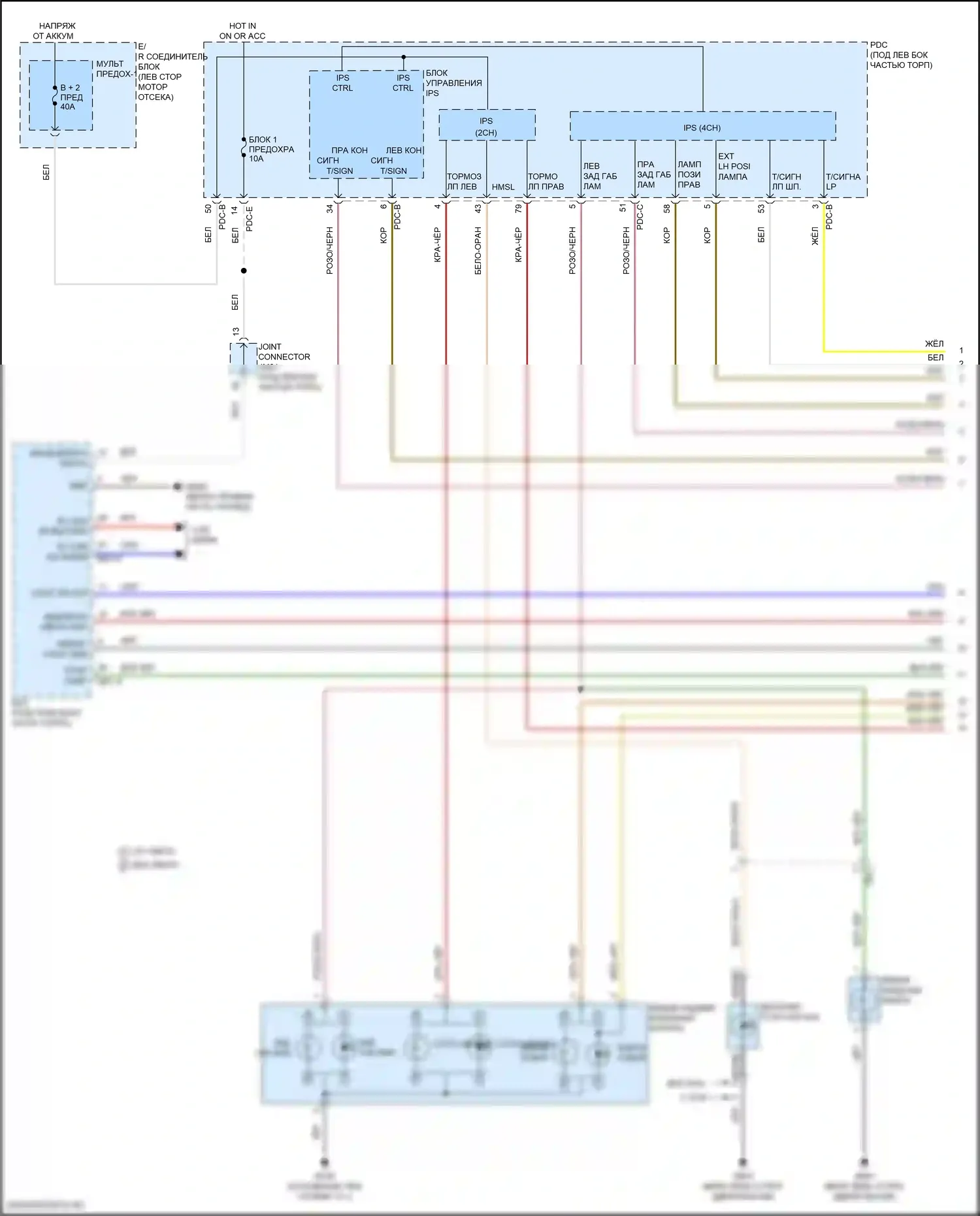 Sorento Kia IV рестайлинг (2023-2024): Электросхема фар и фонарей, за исключением гибридных (1 из 4) 