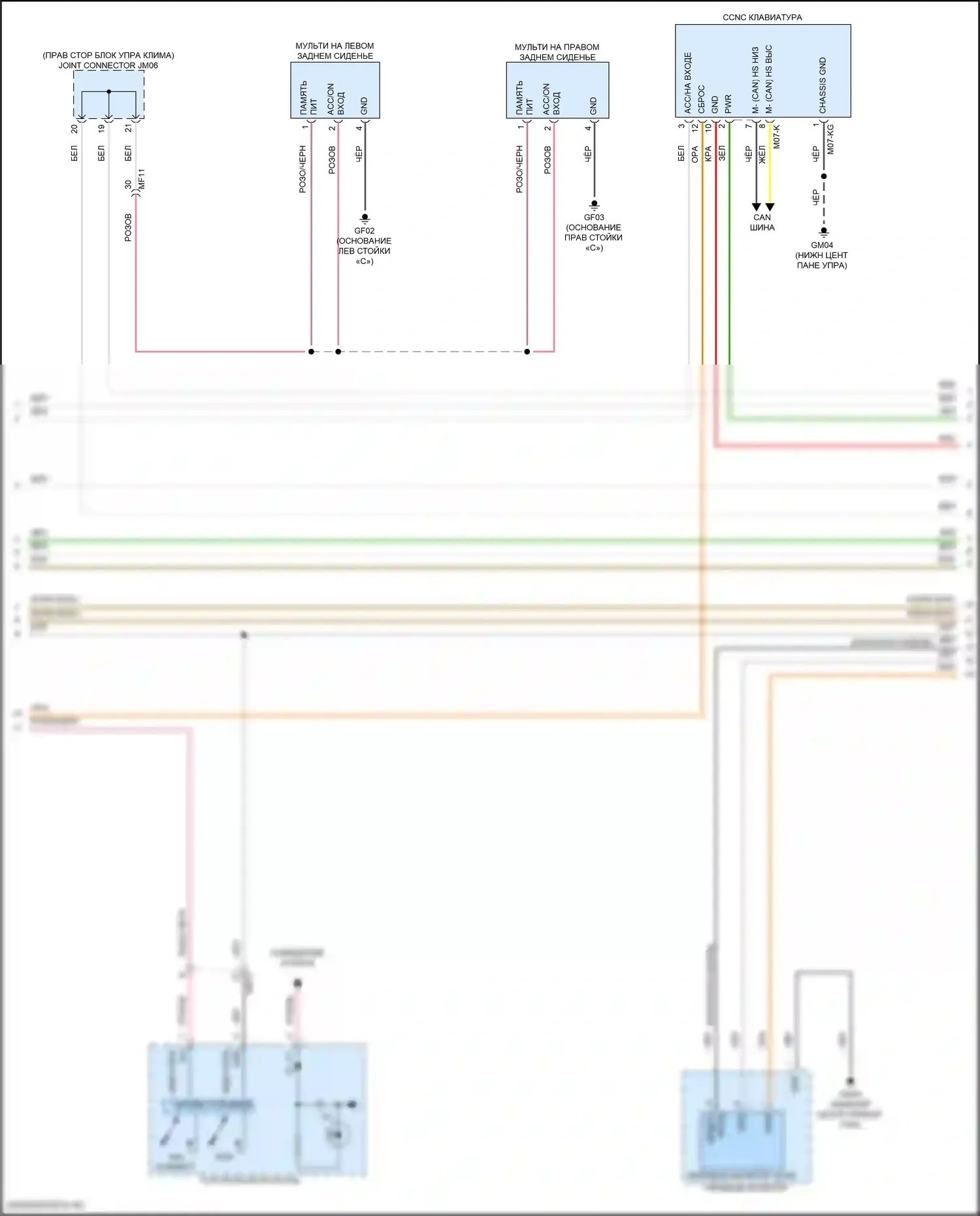 Sorento Kia IV рестайлинг (2023-2024): Электросхема магнитолы, кроме гибридной без усилителя (2 из 5) 