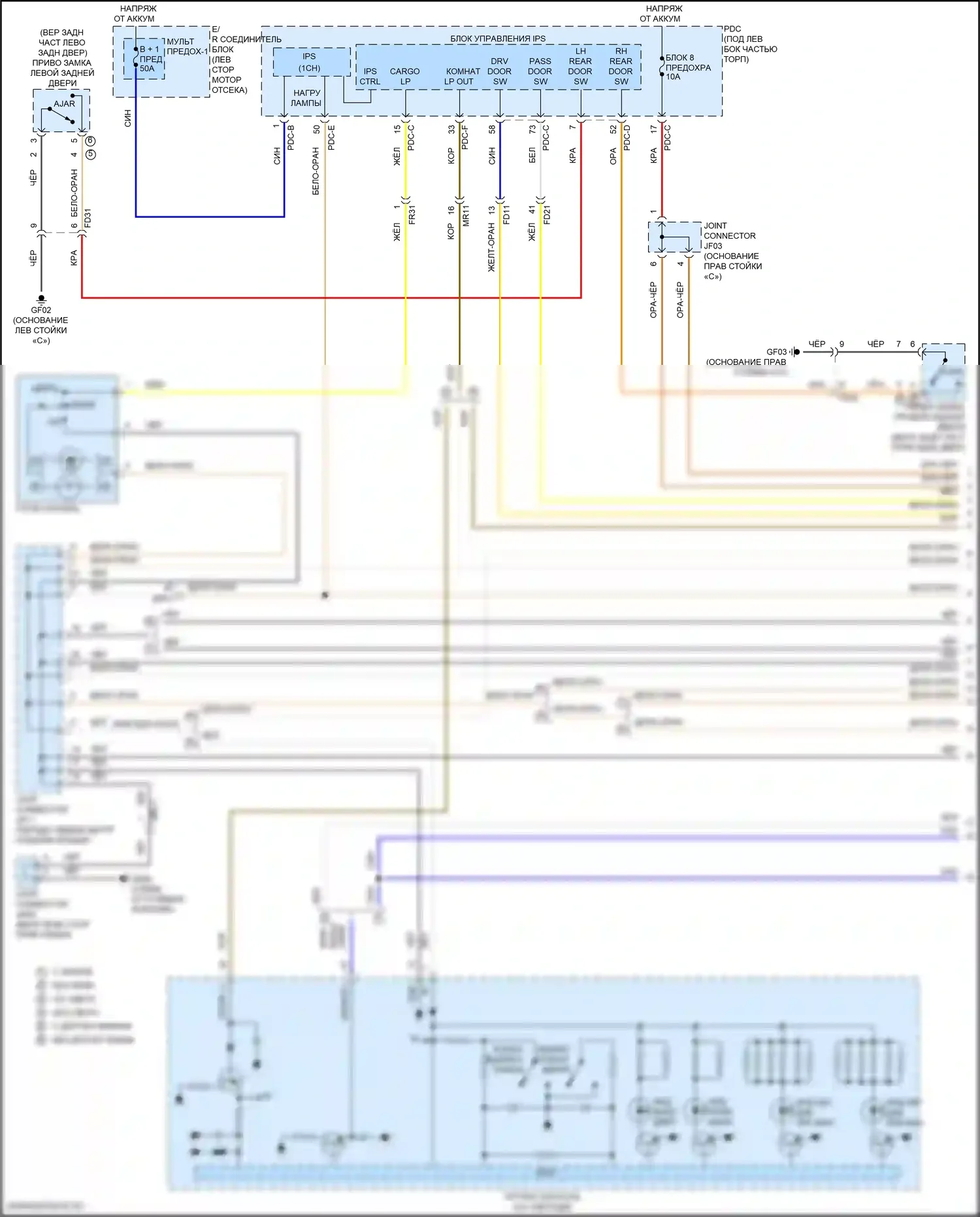 Sorento Kia IV рестайлинг (2023-2024): Электросхема освещения салона, кроме гибридной (1 из 2) 