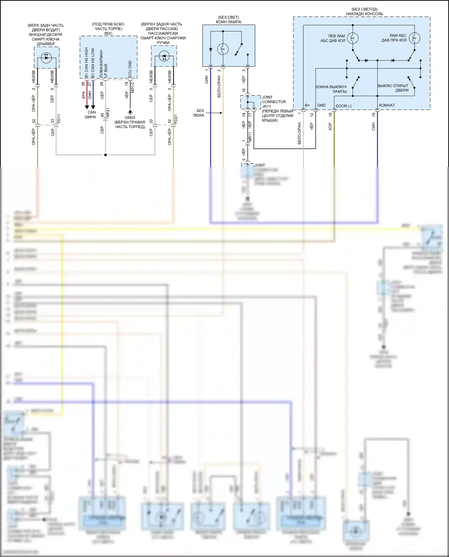 Sorento Kia IV рестайлинг (2023-2024): Электросхема освещения салона, кроме гибридной (2 из 2) 