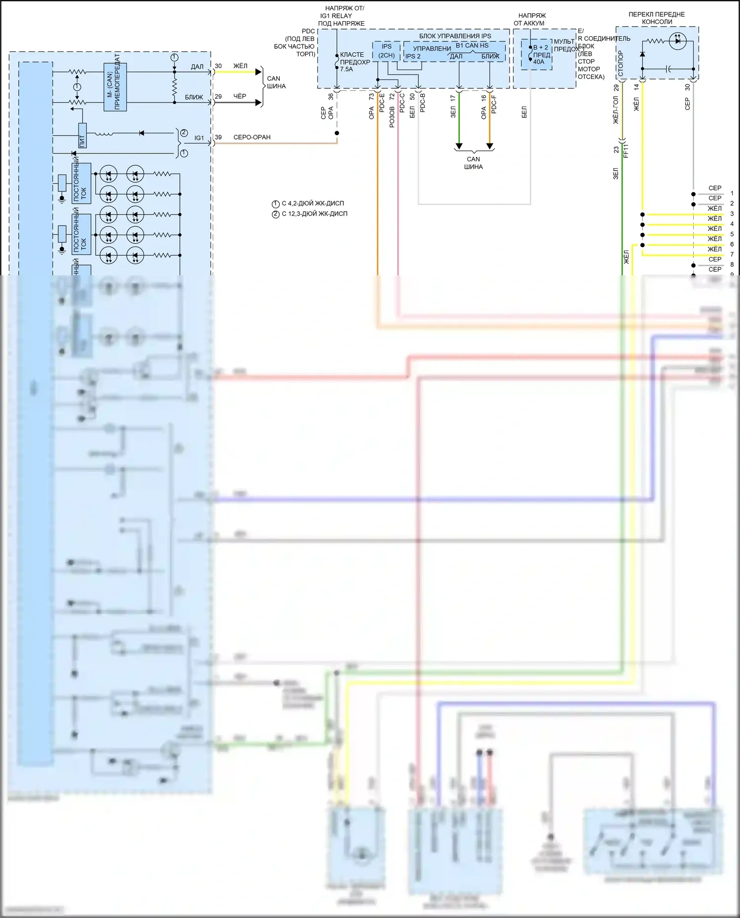 Sorento Kia IV рестайлинг (2023-2024): Электросхема подсветки приборов, кроме гибридной (1 из 3) 