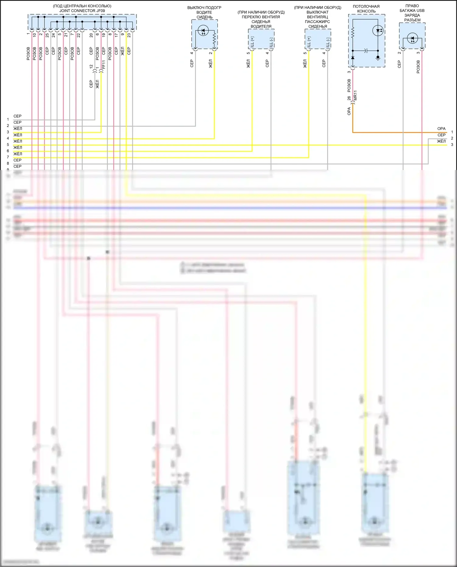 Sorento Kia IV рестайлинг (2023-2024): Электросхема подсветки приборов, кроме гибридной (2 из 3) 