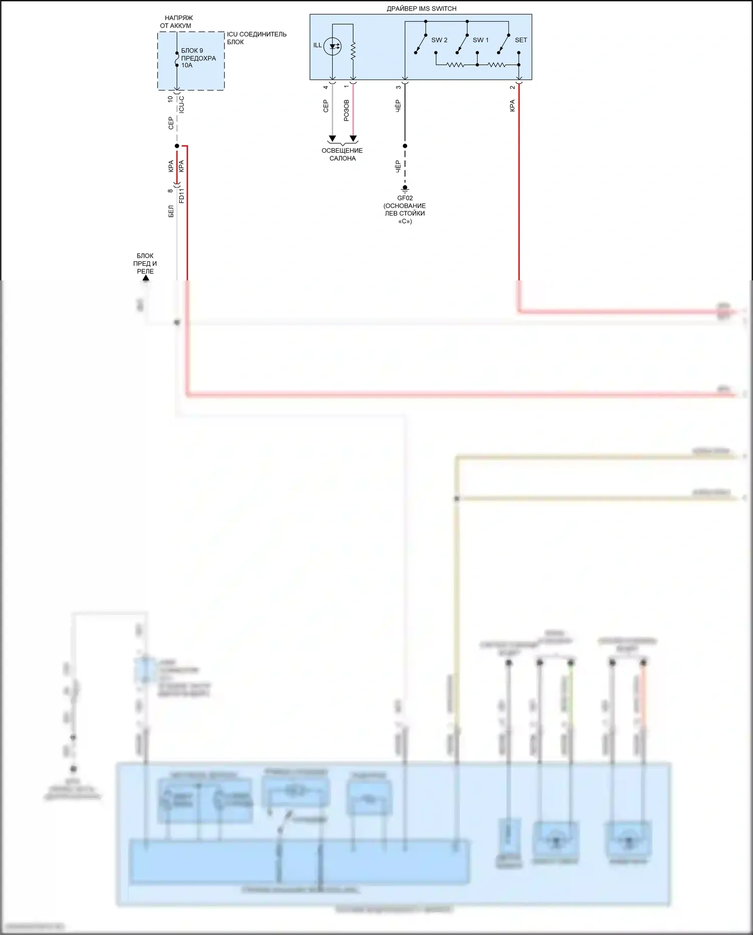 Sorento Kia IV рестайлинг (2023-2024): Электросхема памяти зеркал, гибридная (1 из 2) 