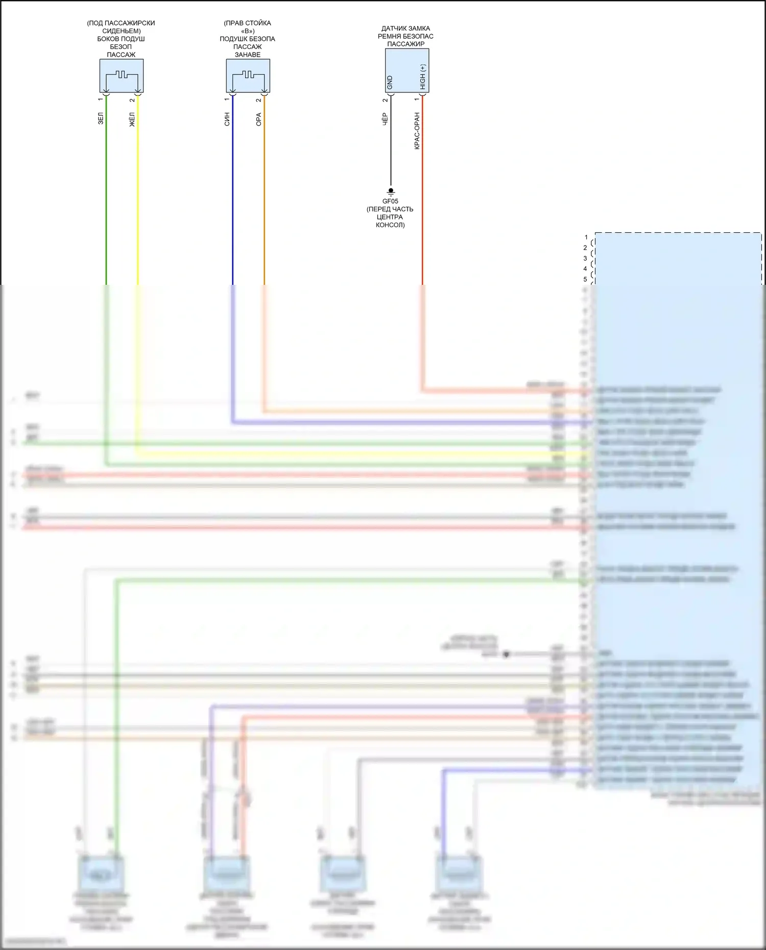 Sorento Kia IV рестайлинг (2023-2024): Электросхема подушек безопасности, гибридная (3 из 3) 