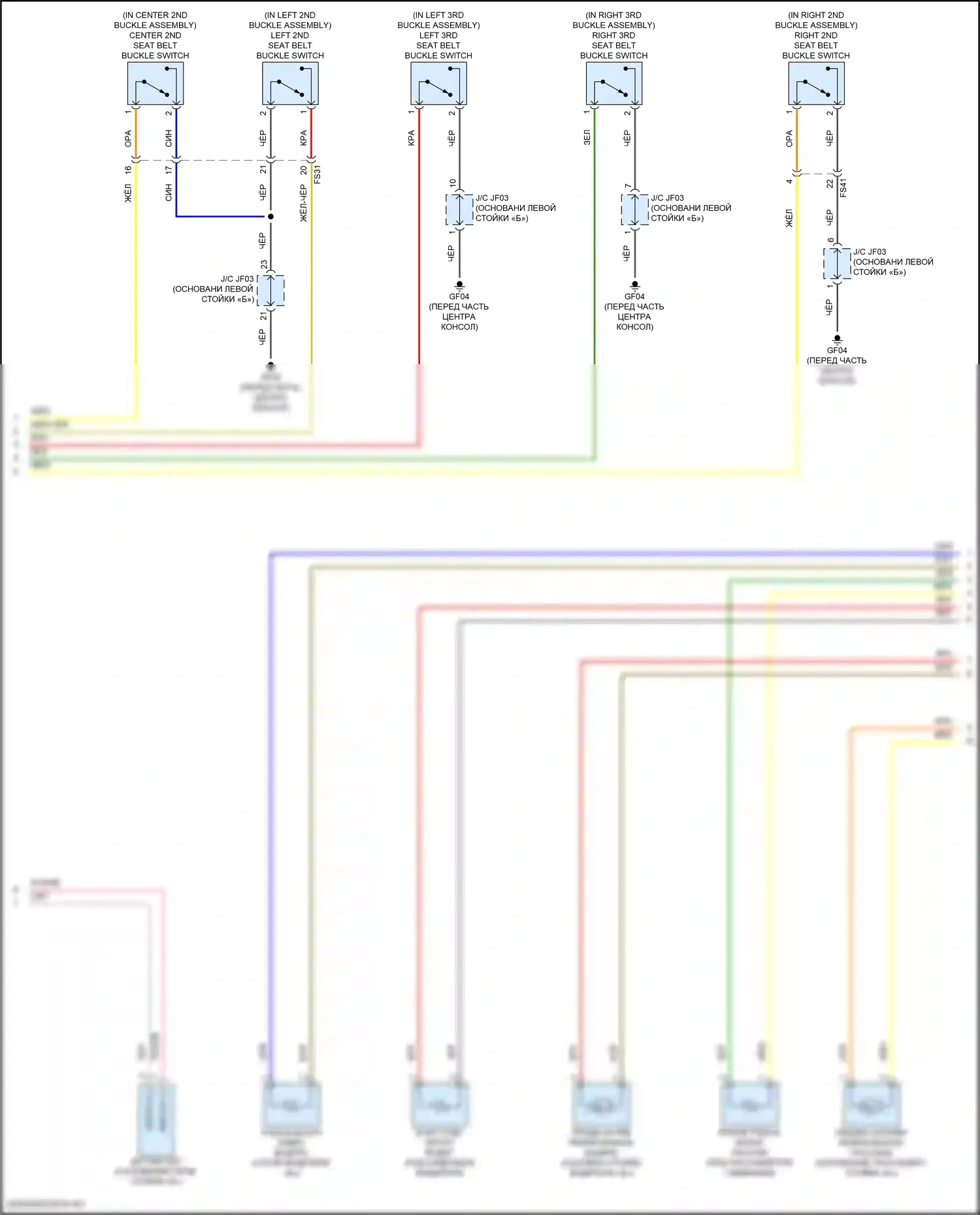 Sorento Kia IV рестайлинг (2023-2024): Электросхема подушек безопасности, кроме гибридной (3 из 4) 