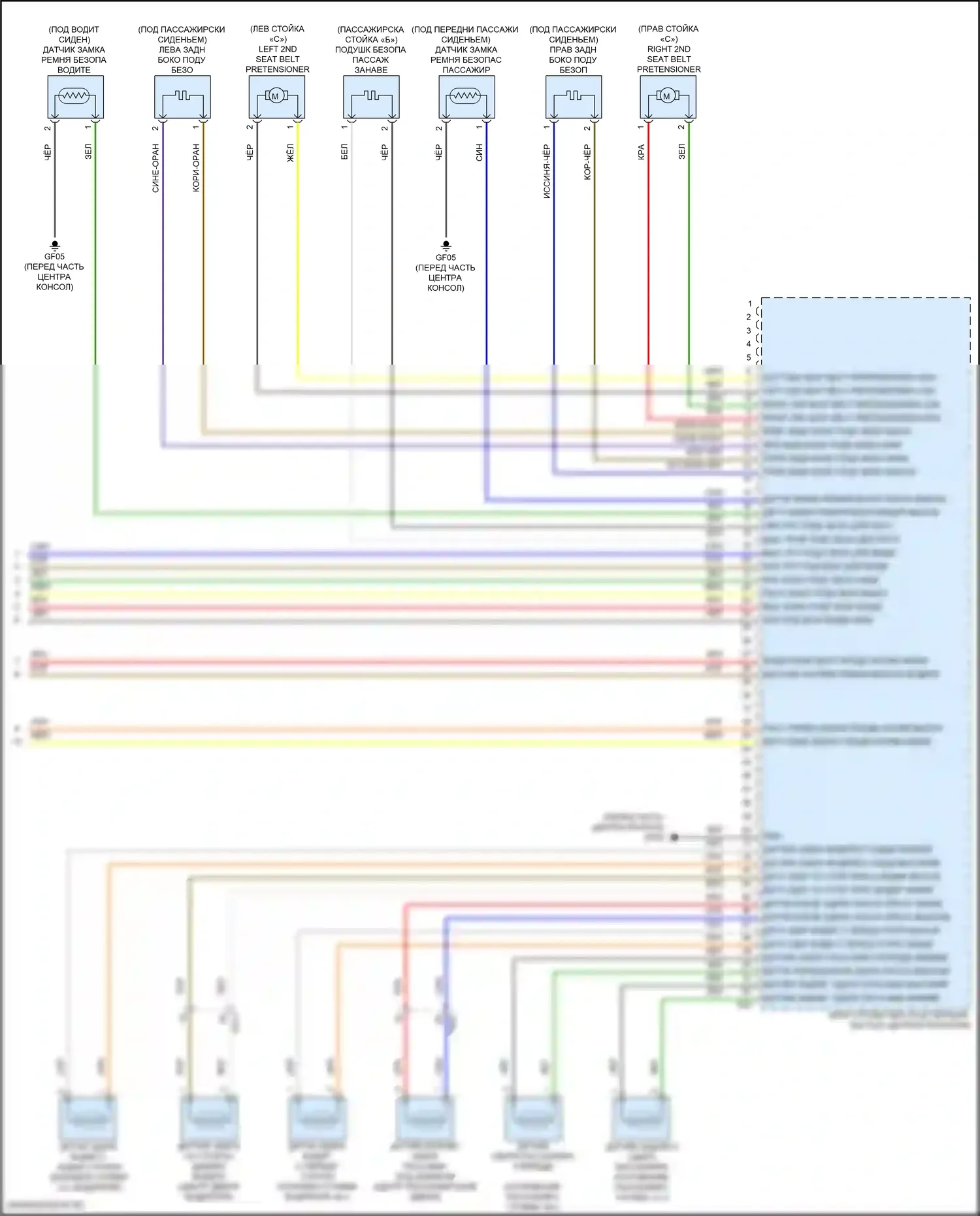 Sorento Kia IV рестайлинг (2023-2024): Электросхема подушек безопасности, кроме гибридной (4 из 4) 