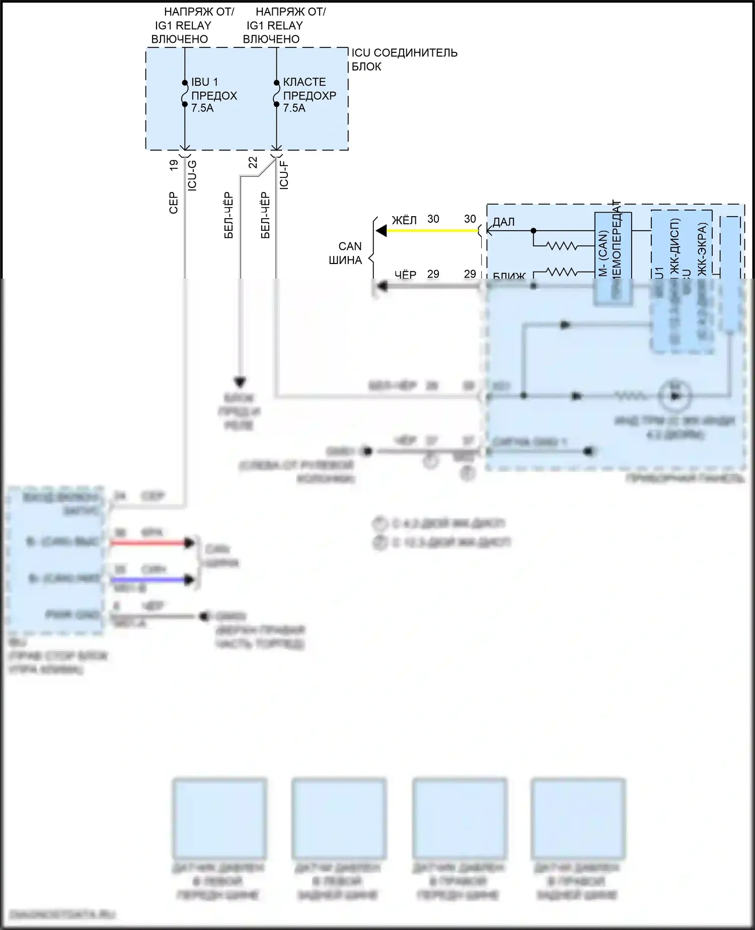 Sorento Kia IV рестайлинг (2023-2024): Электросхема контроля давления в шинах, гибрид 