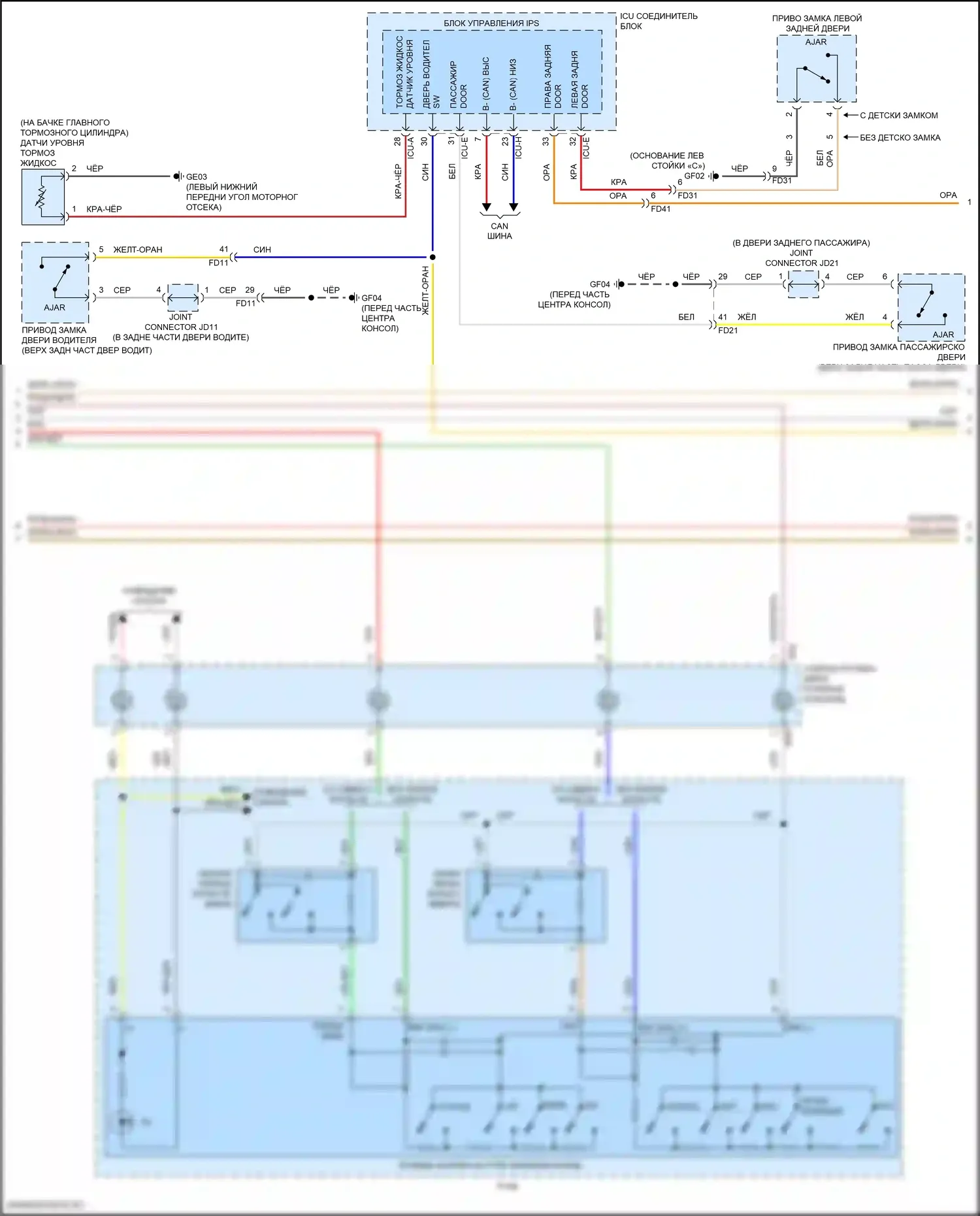 Sorento Kia IV рестайлинг (2023-2024): Электросхема приборной панели, гибрид с 12,3-дюймовым жк-экраном (2 из 3) 