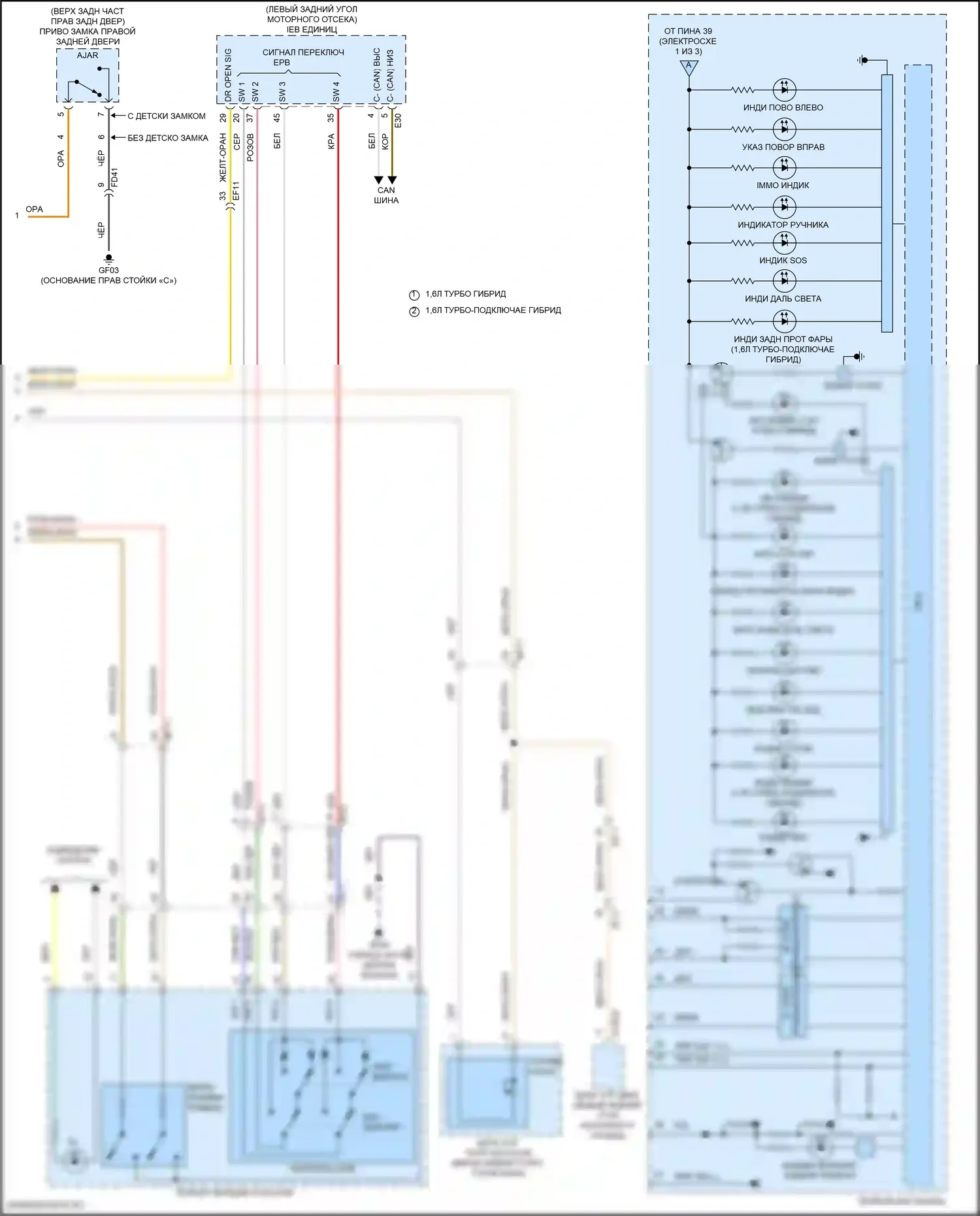 Sorento Kia IV рестайлинг (2023-2024): Электросхема приборной панели, гибрид с 4,2-дюймовым жк-экраном (3 из 3) 