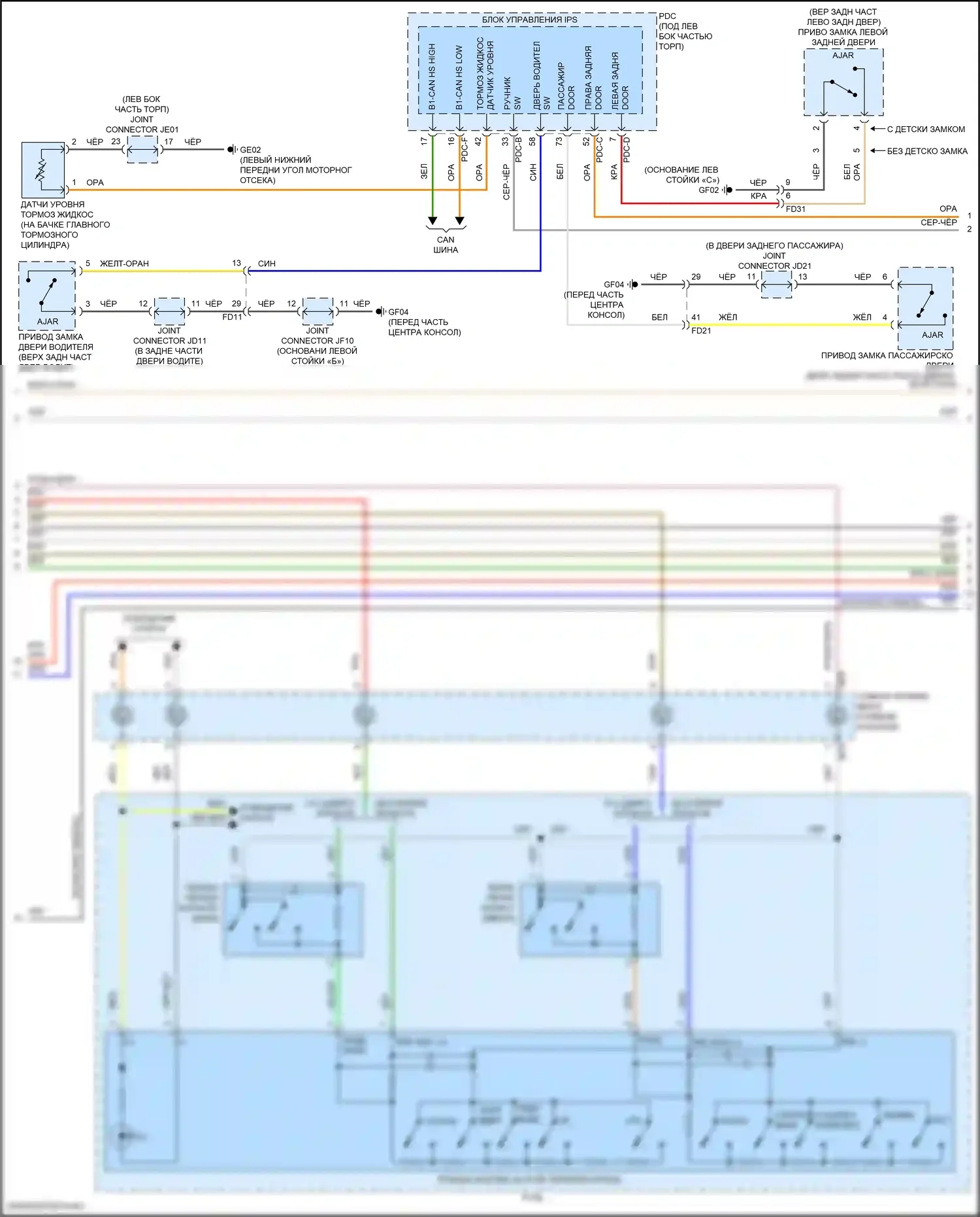 Sorento Kia IV рестайлинг (2023-2024): Электросхема приборной панели, за исключением гибридной с 12,3-дюймовым жк-дисплеем (2 из 3) 