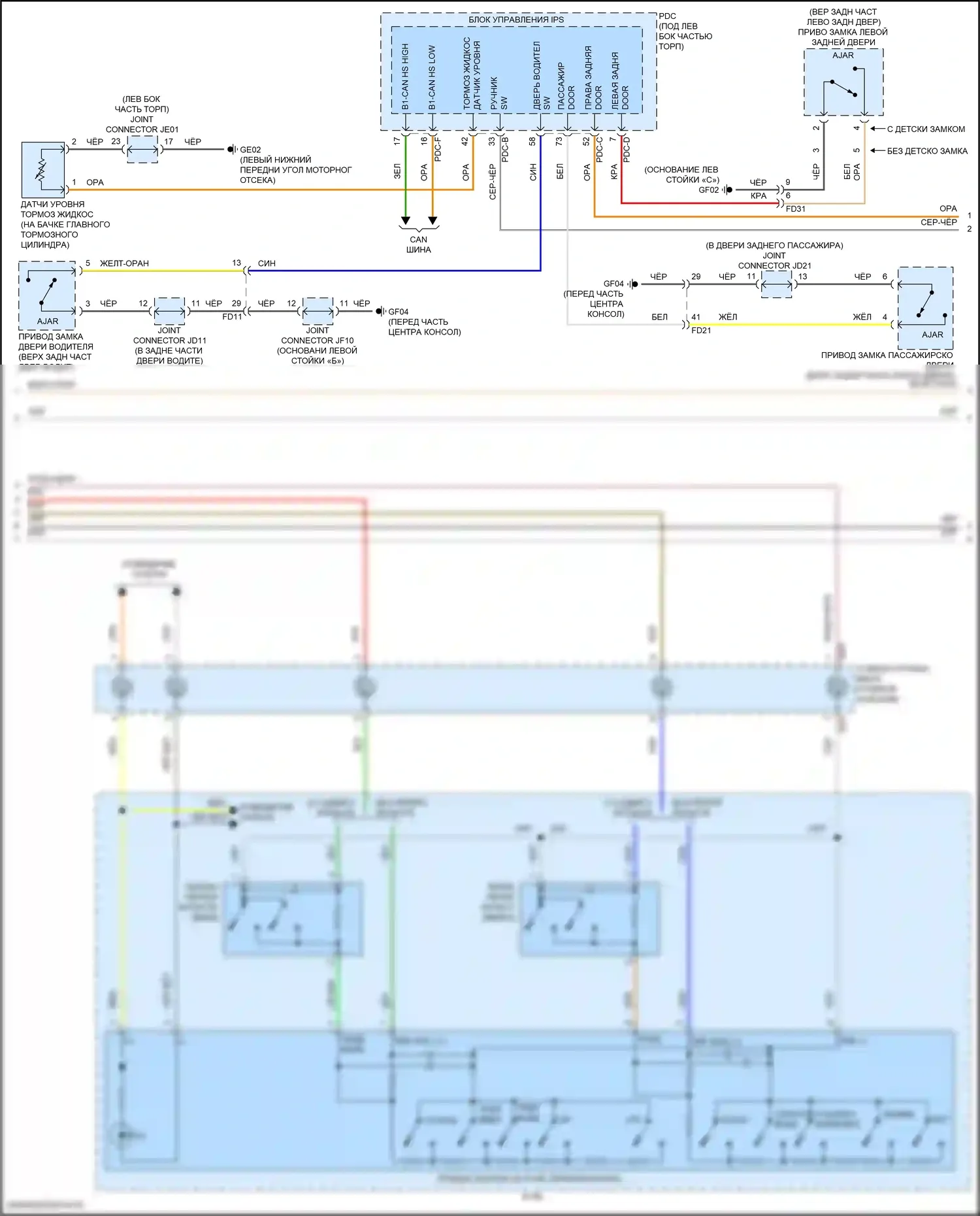 Sorento Kia IV рестайлинг (2023-2024): Электросхема приборной панели, за исключением гибридной с 4,2-дюймовым жк-экраном (2 из 4) 