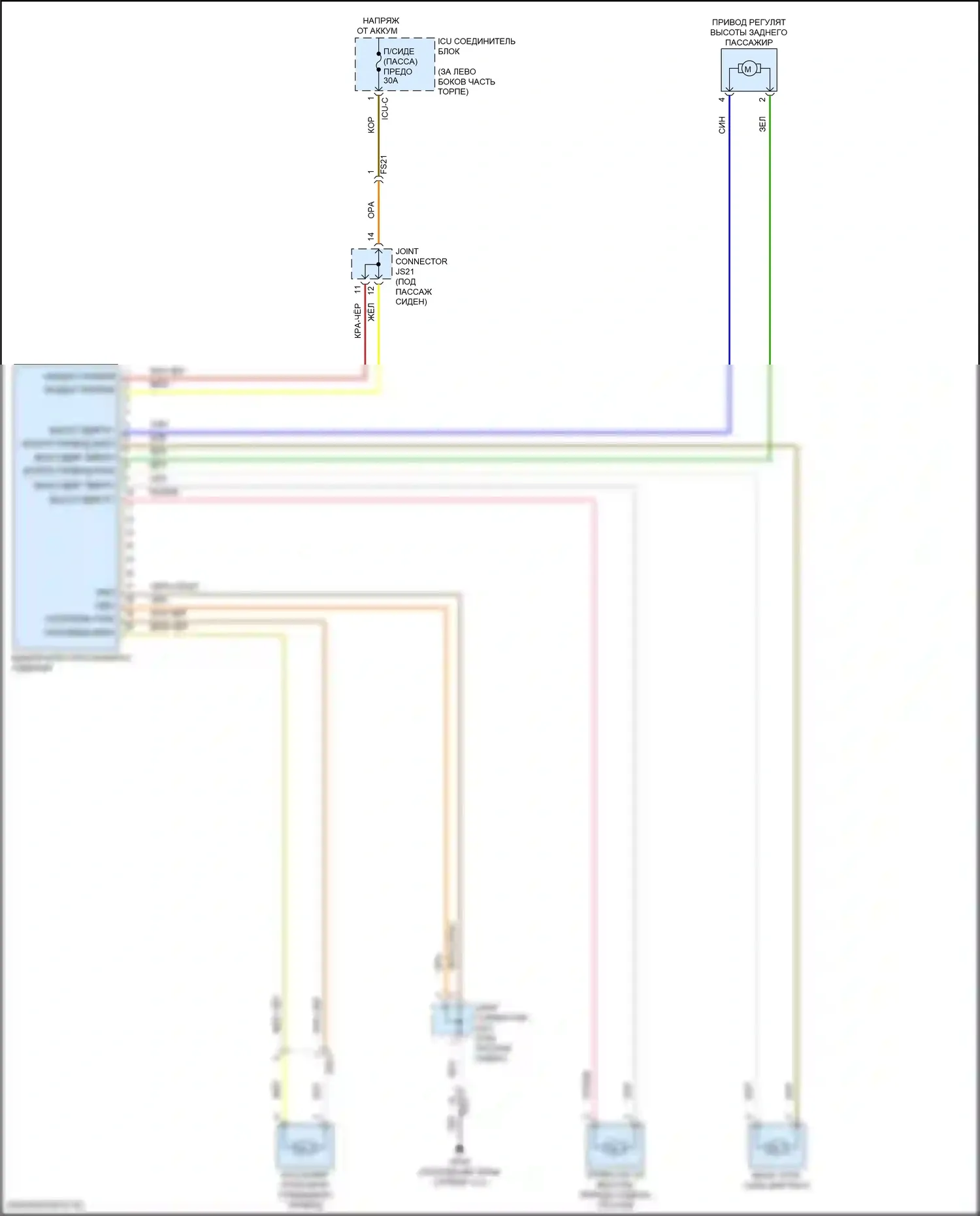 Sorento Kia IV рестайлинг (2023-2024): Электросхема пассажирского сиденья с электроприводом, гибридная, 8-ходовая, без переключателя 