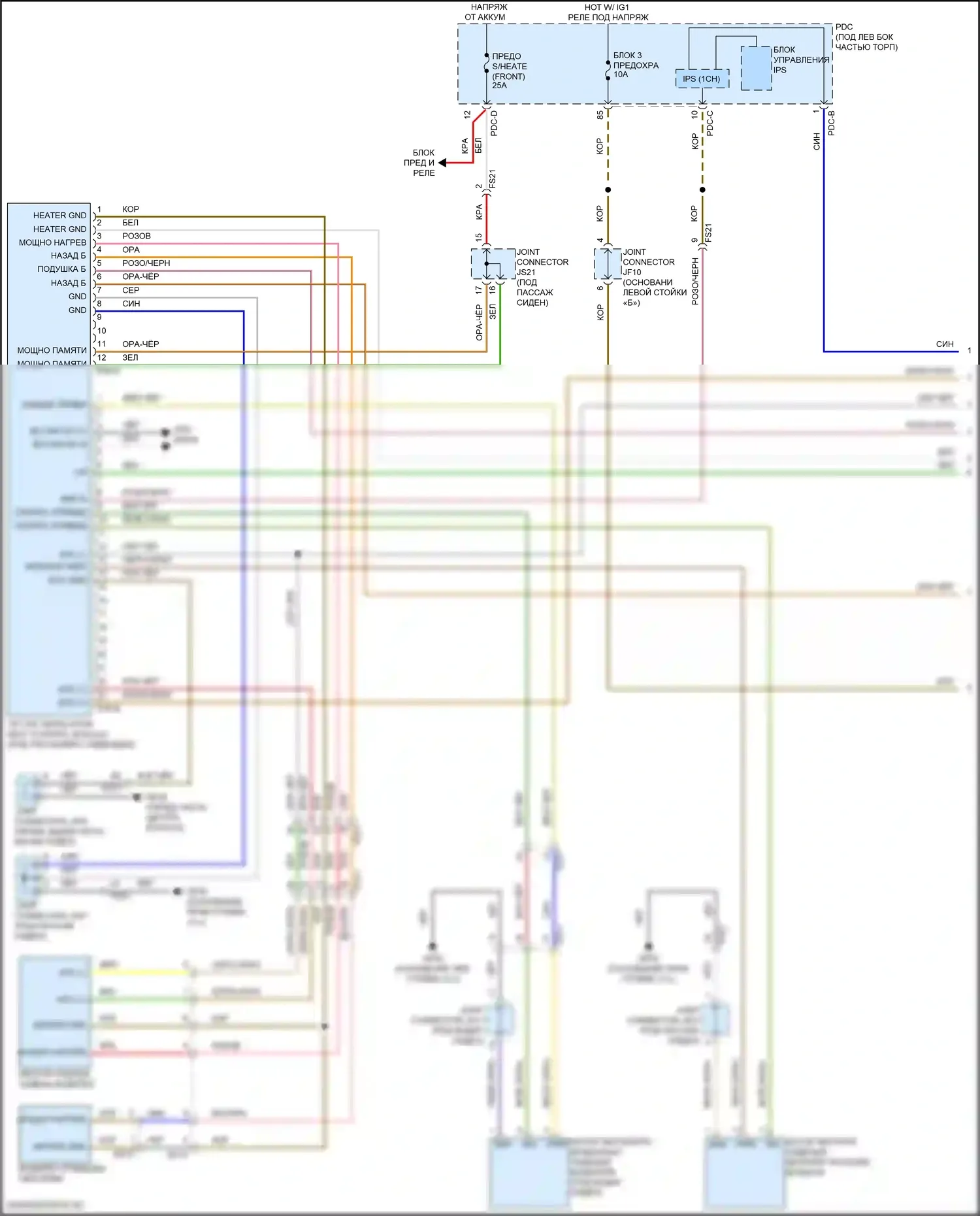 Sorento Kia IV рестайлинг (2023-2024): Электросхема вентиляции сидений, ожидаемый гибрид (1 из 2) 