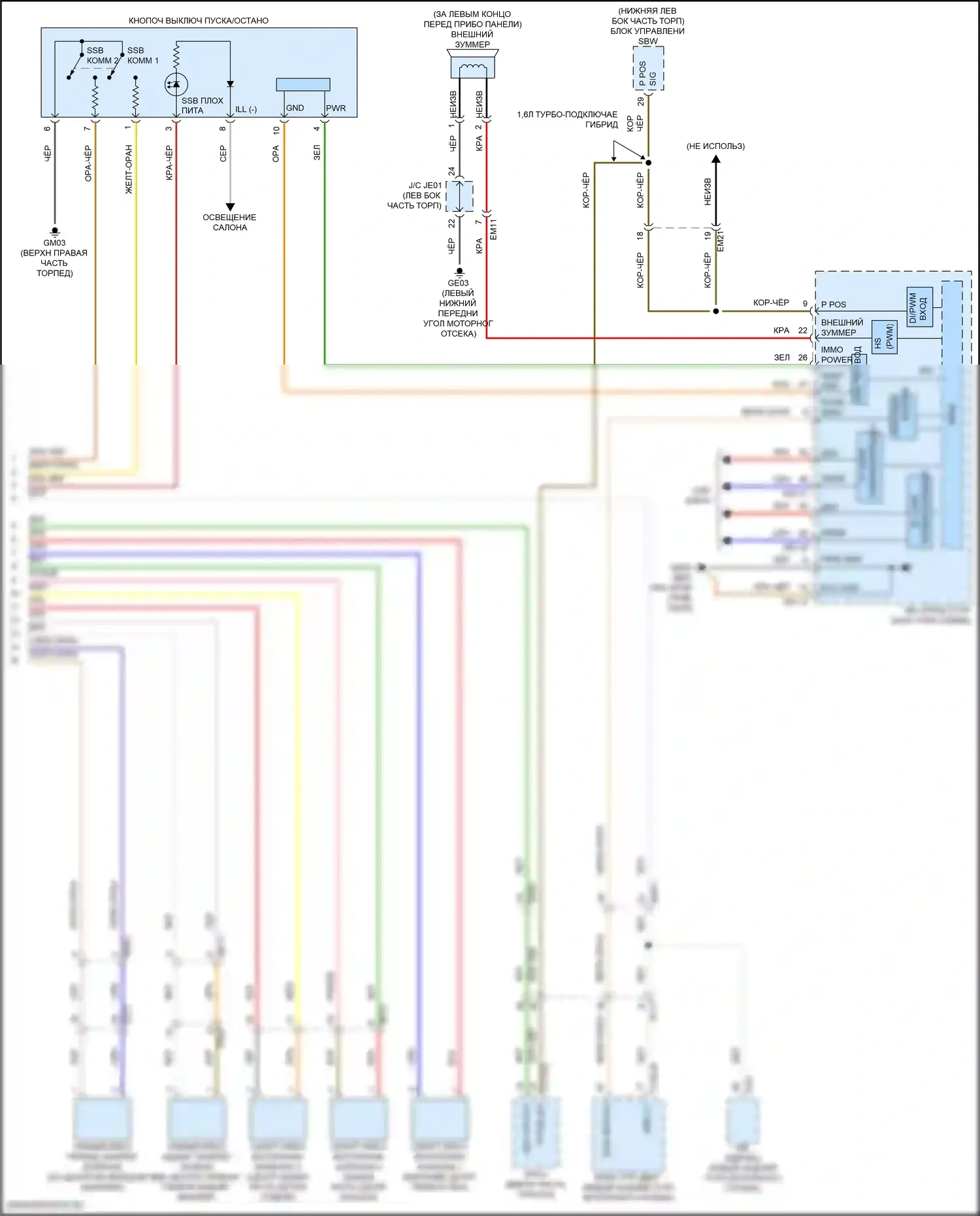 Sorento Kia IV рестайлинг (2023-2024): Электросхема иммобилайзера, гибрид с системой интеллектуальных ключей (2 из 2) 